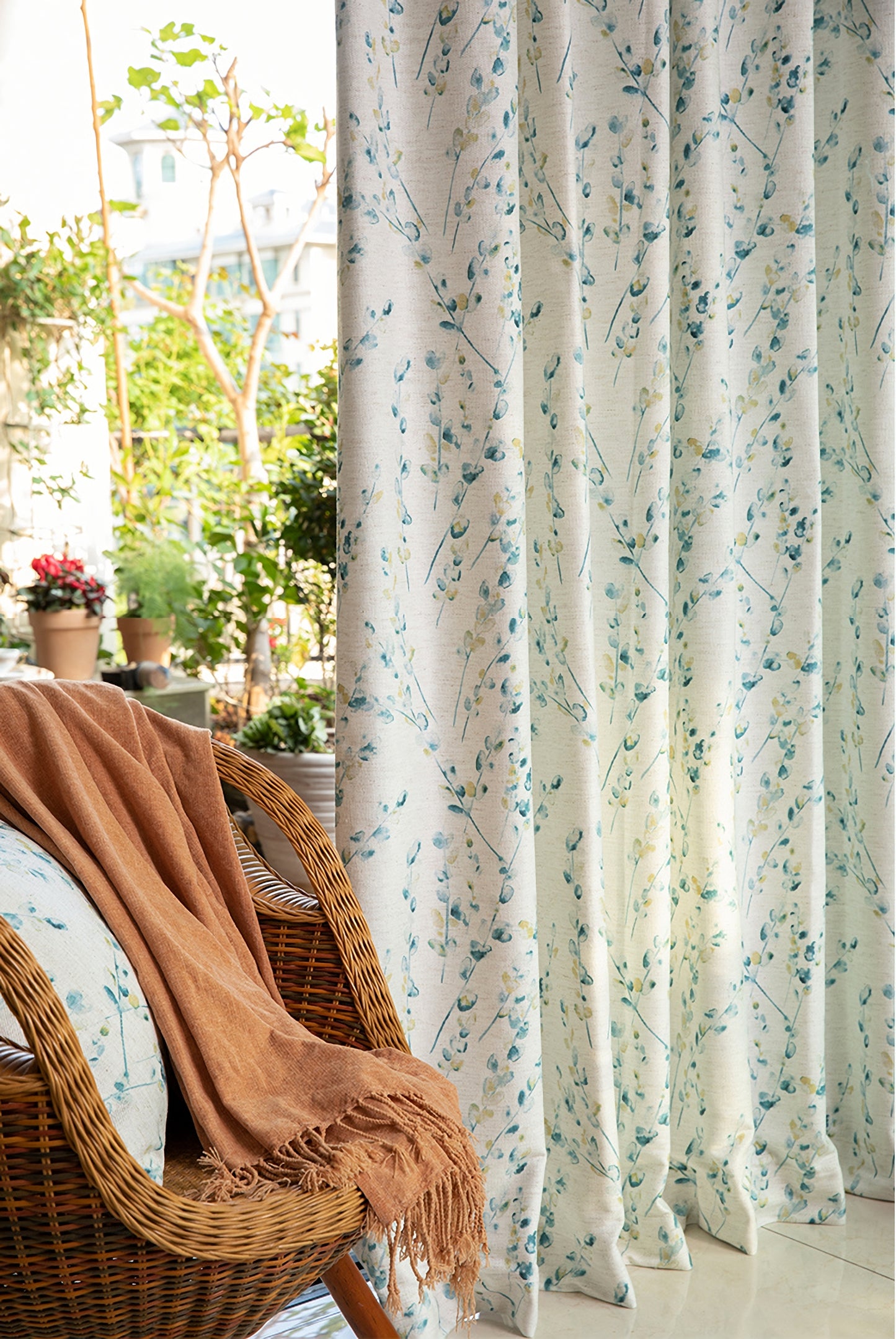 A pair of Panels Floral Botanical Curtains, Blue flower, Pattern Floral Curtains, Bedroom/curtains for living room, Custom Curtain Panels