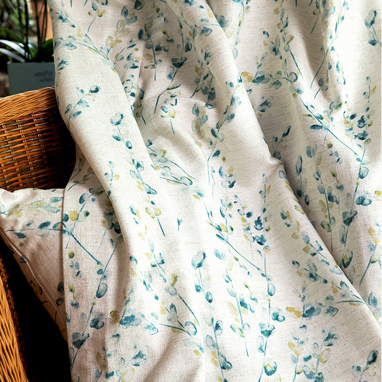 A pair of Panels Floral Botanical Curtains, Blue flower, Pattern Floral Curtains, Bedroom/curtains for living room, Custom Curtain Panels