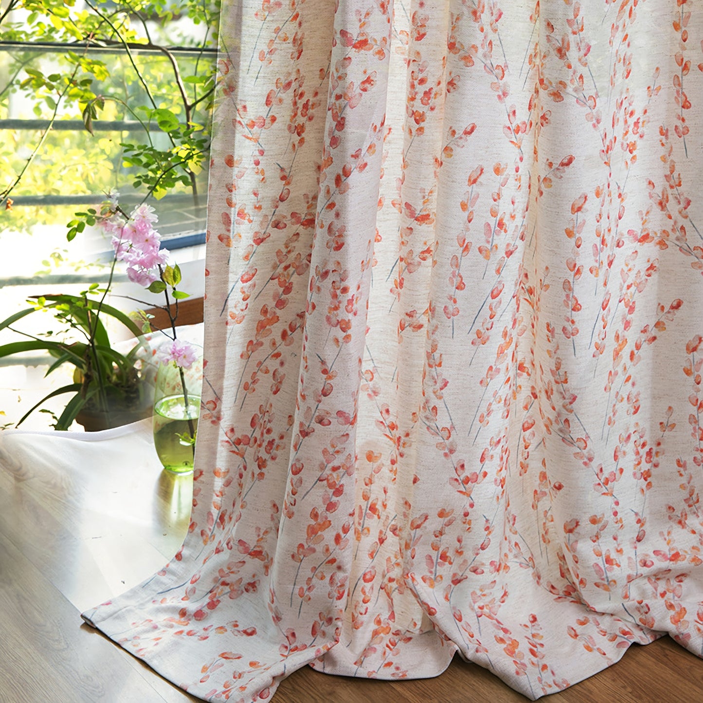 2 Panels Floral Botanical Curtains, Window Curtain, Pattern Floral Curtains, Bedroom/curtains for living room, Custom Curtain Panels