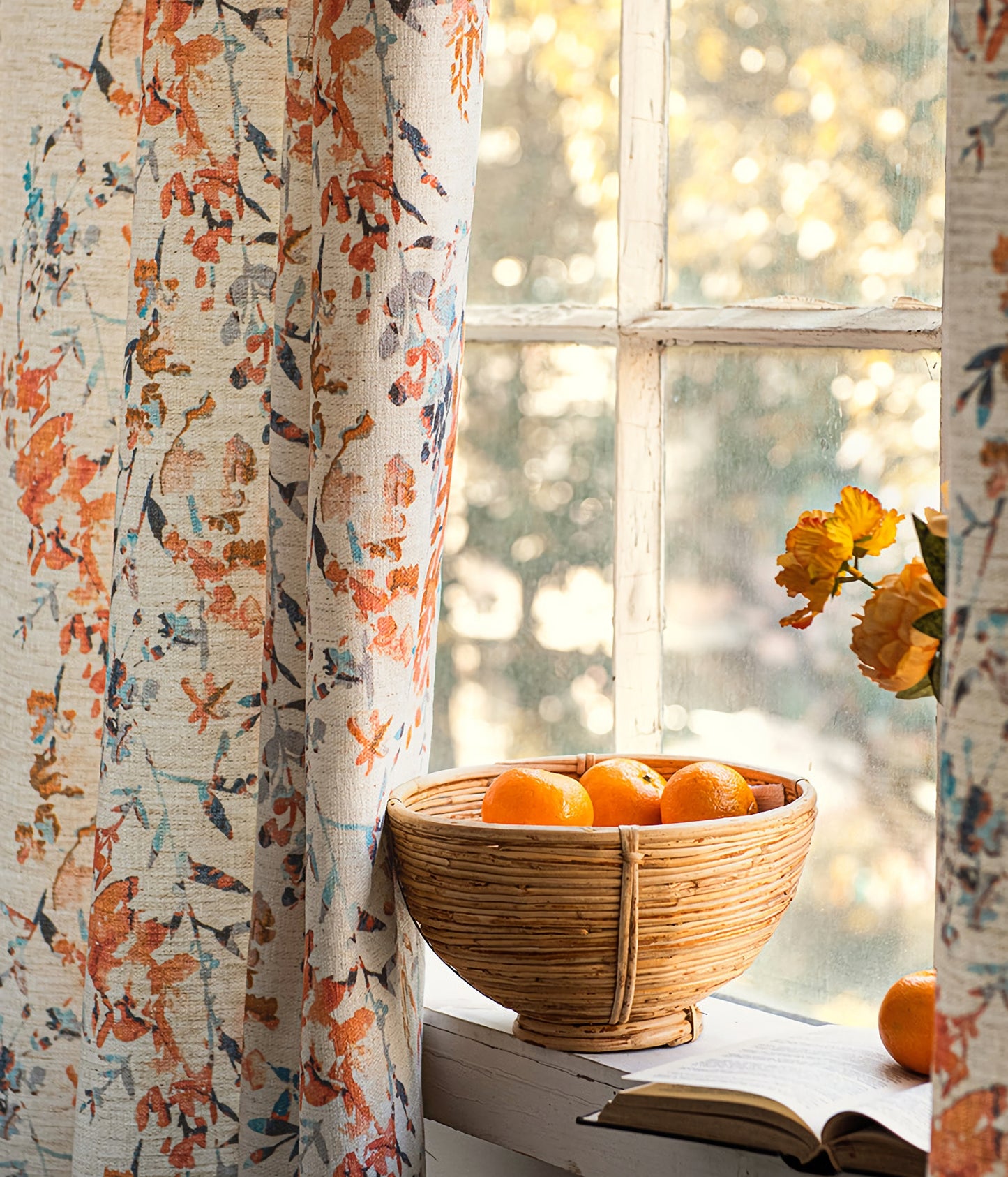 A Pair of Romantic Floral Curtain Panel - bedroom/living room flower pattern curtains  Custom Curtain Panel