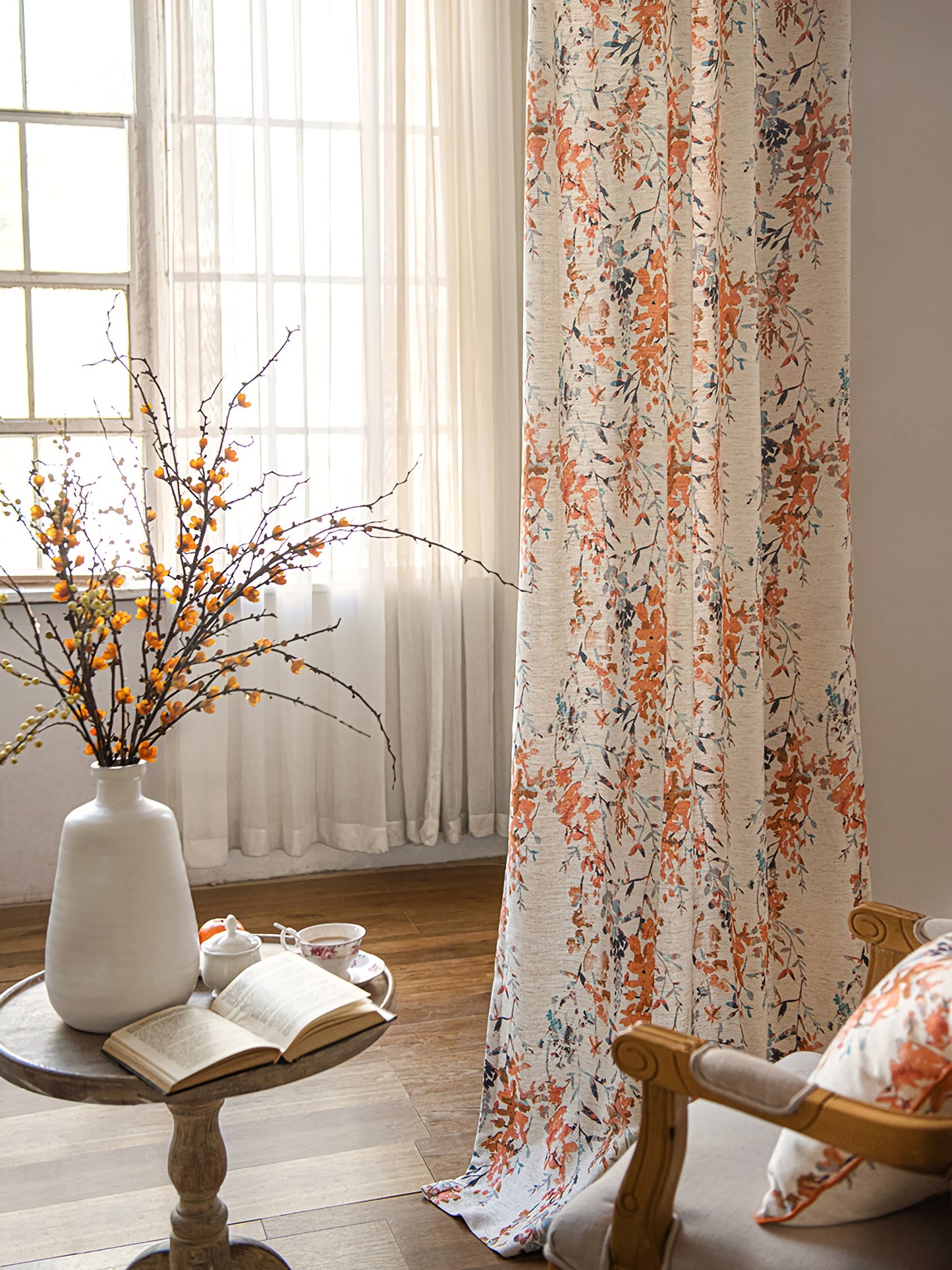 A Pair of Romantic Floral Curtain Panel - bedroom/living room flower pattern curtains  Custom Curtain Panel