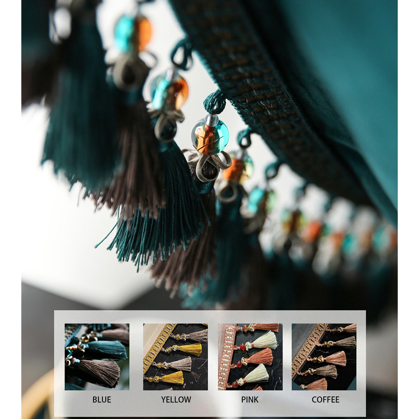Set of 2 Emerald Green Tassels Velvet Curtains, Dark Green Grommet Velvet Curtain, Living Room of Curtains, With Trim Custom Size Curtains