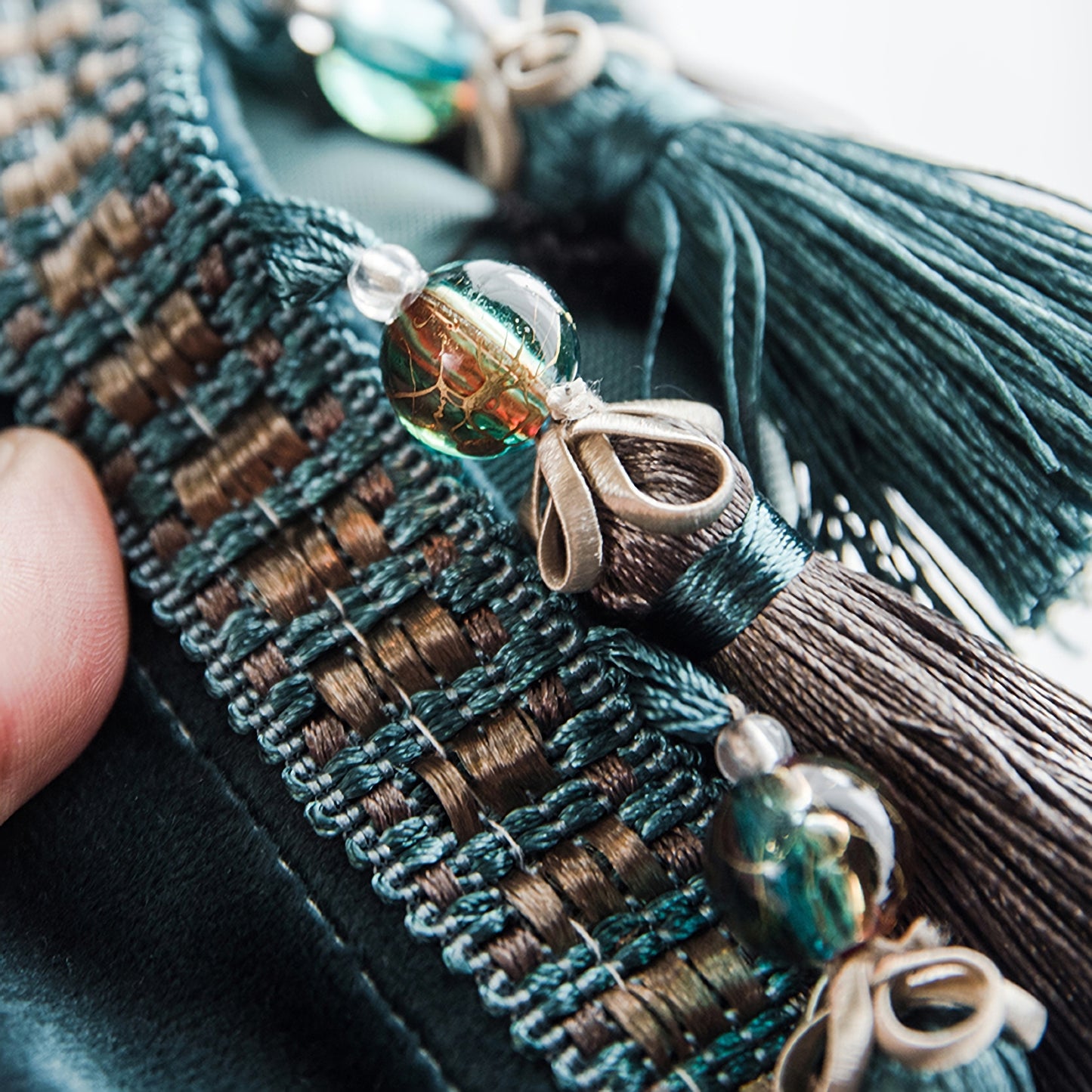 Set of 2 Emerald Green Tassels Velvet Curtains, Dark Green Grommet Velvet Curtain, Living Room of Curtains, With Trim Custom Size Curtains