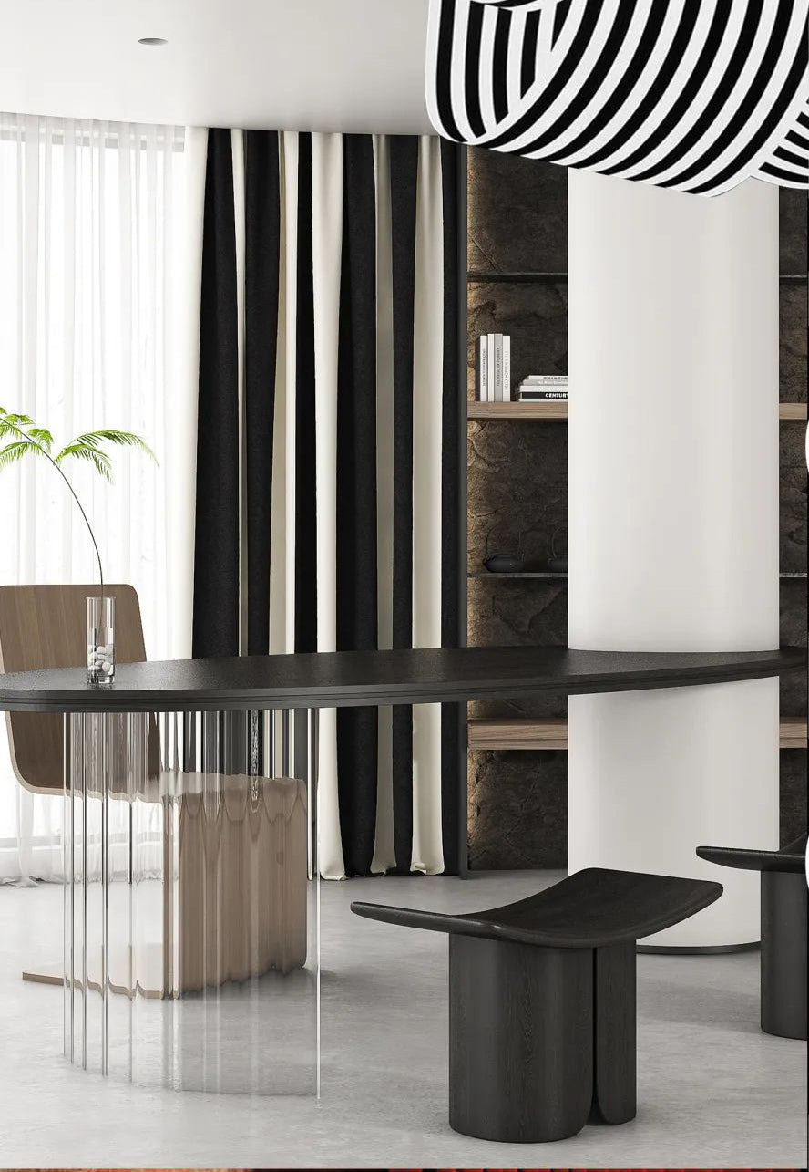 A Pair of Black and Beige Vertical Striped Luxury Curtain Panel Draperies/ Bedroom/Living Room, Custom Curtains Panels