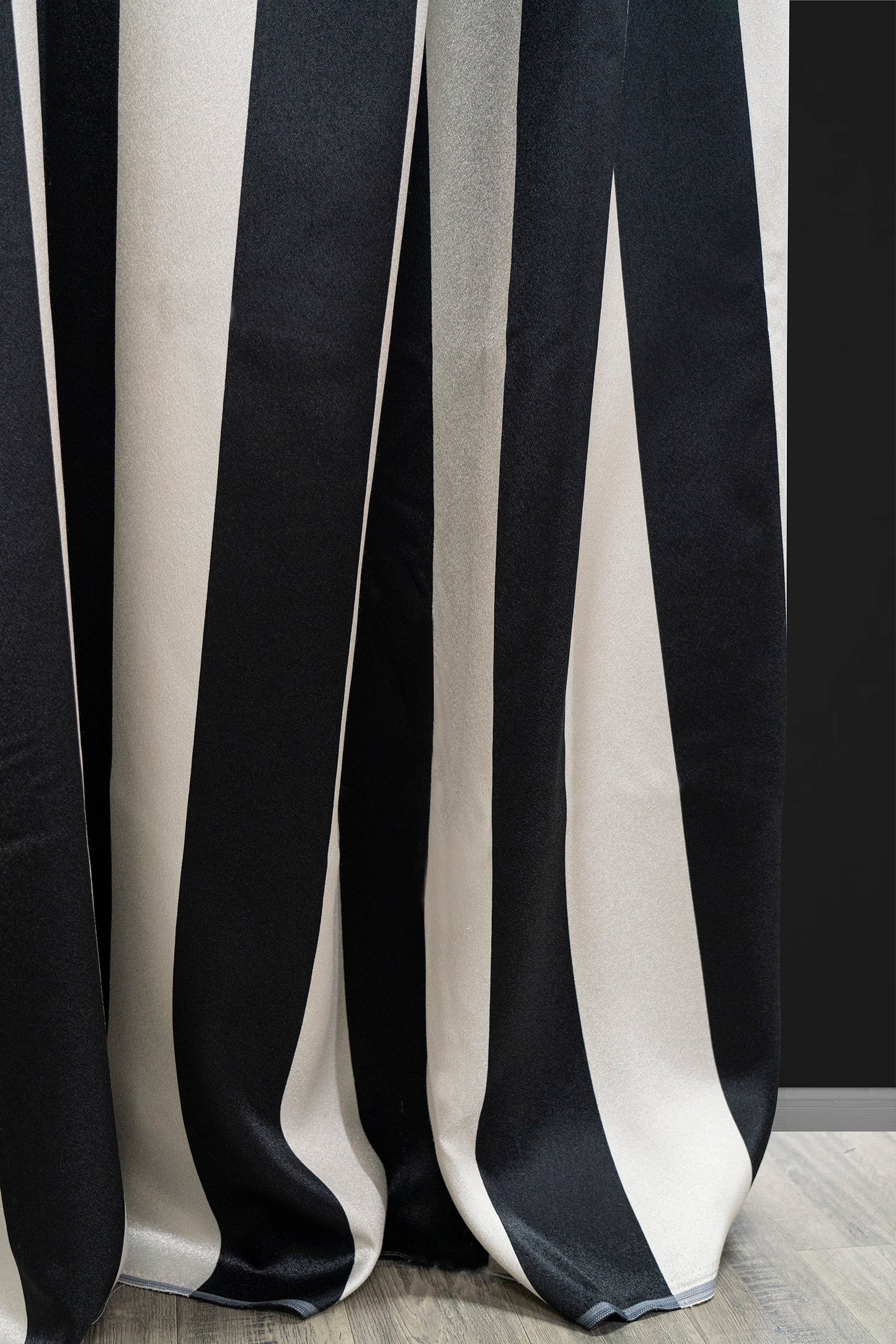 A Pair of Black and Beige Vertical Striped Luxury Curtain Panel Draperies/ Bedroom/Living Room, Custom Curtains Panels