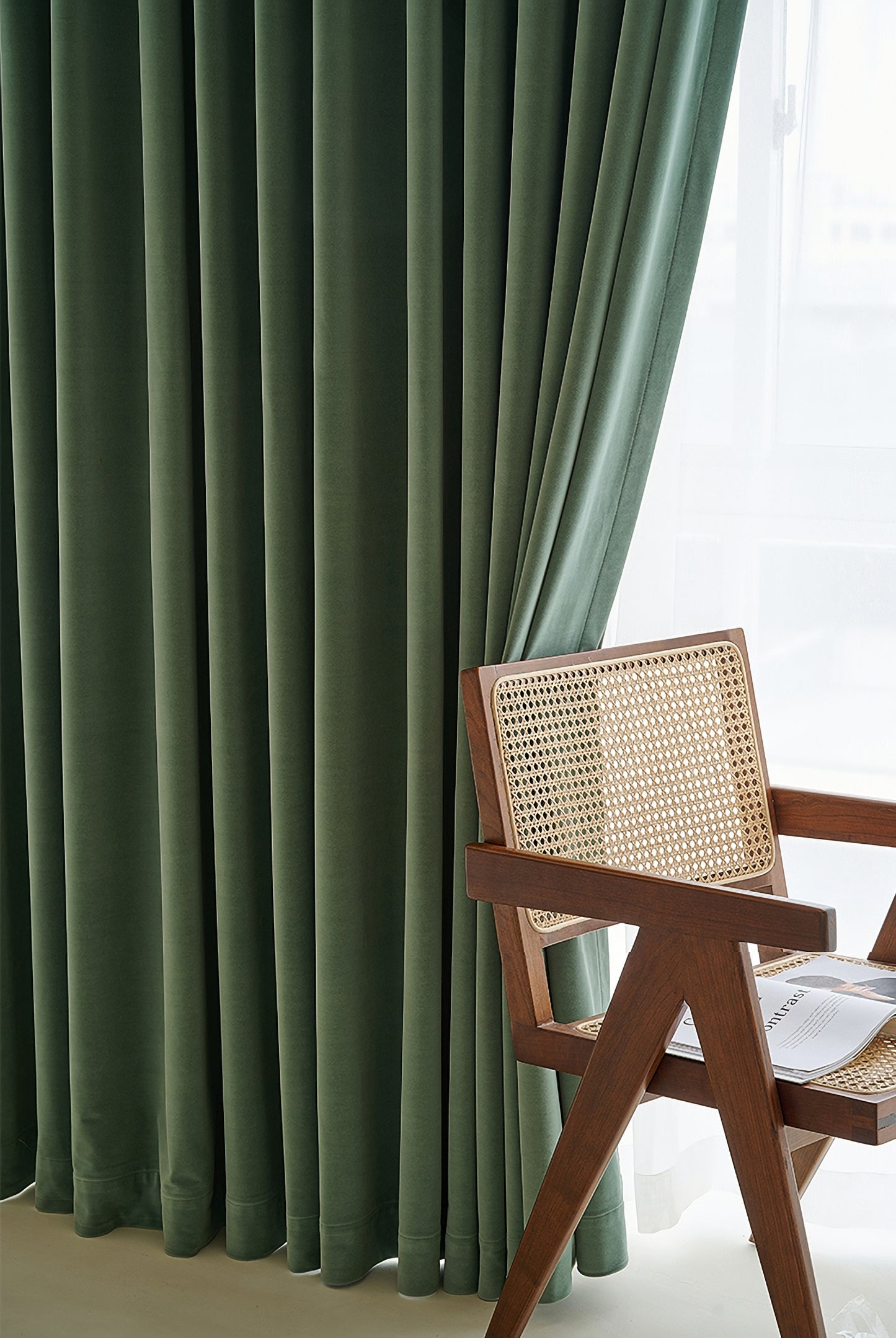Pair of Luxury Sage Green Velvet Curtains, Bedroom/Living of Room Curtain, Rod pocket Custom drapery Panels Customizable Extra long curtains