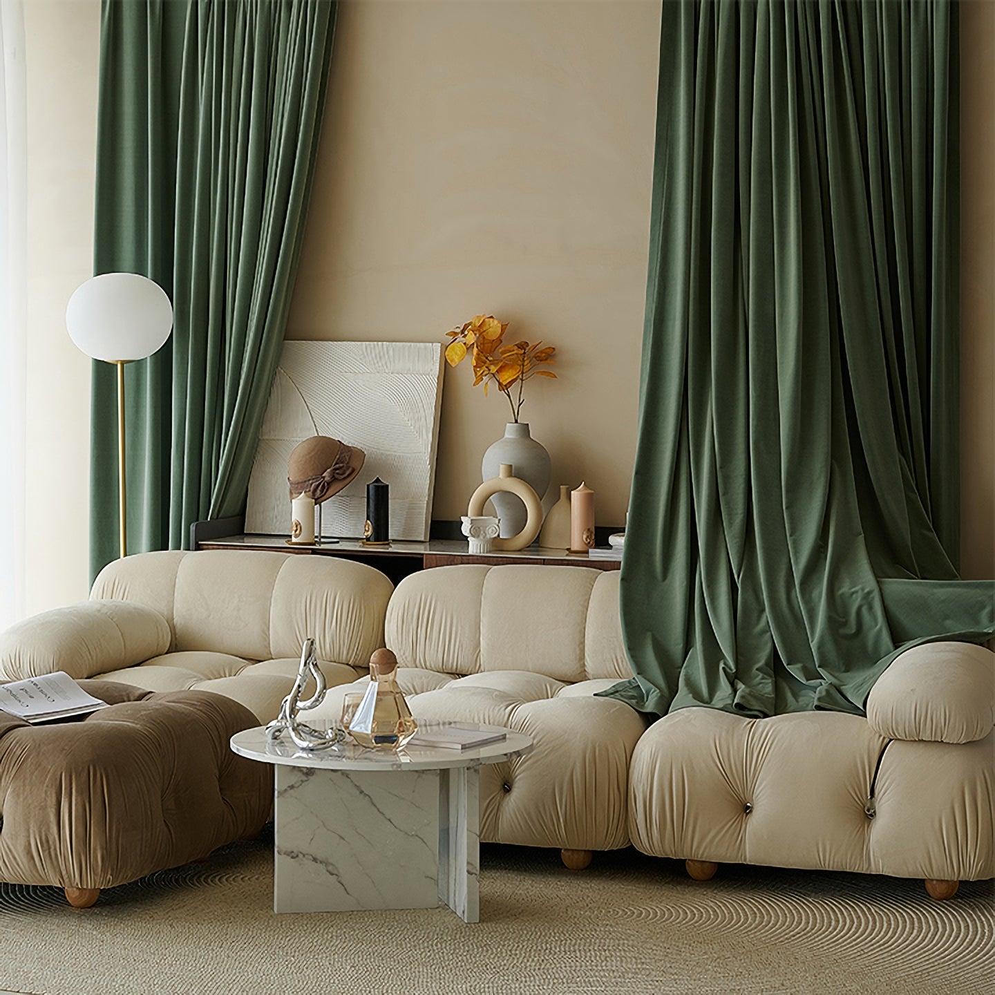 Pair of Luxury Sage Green Velvet Curtains, Bedroom/Living of Room Curtain, Rod pocket Custom drapery Panels Customizable Extra long curtains