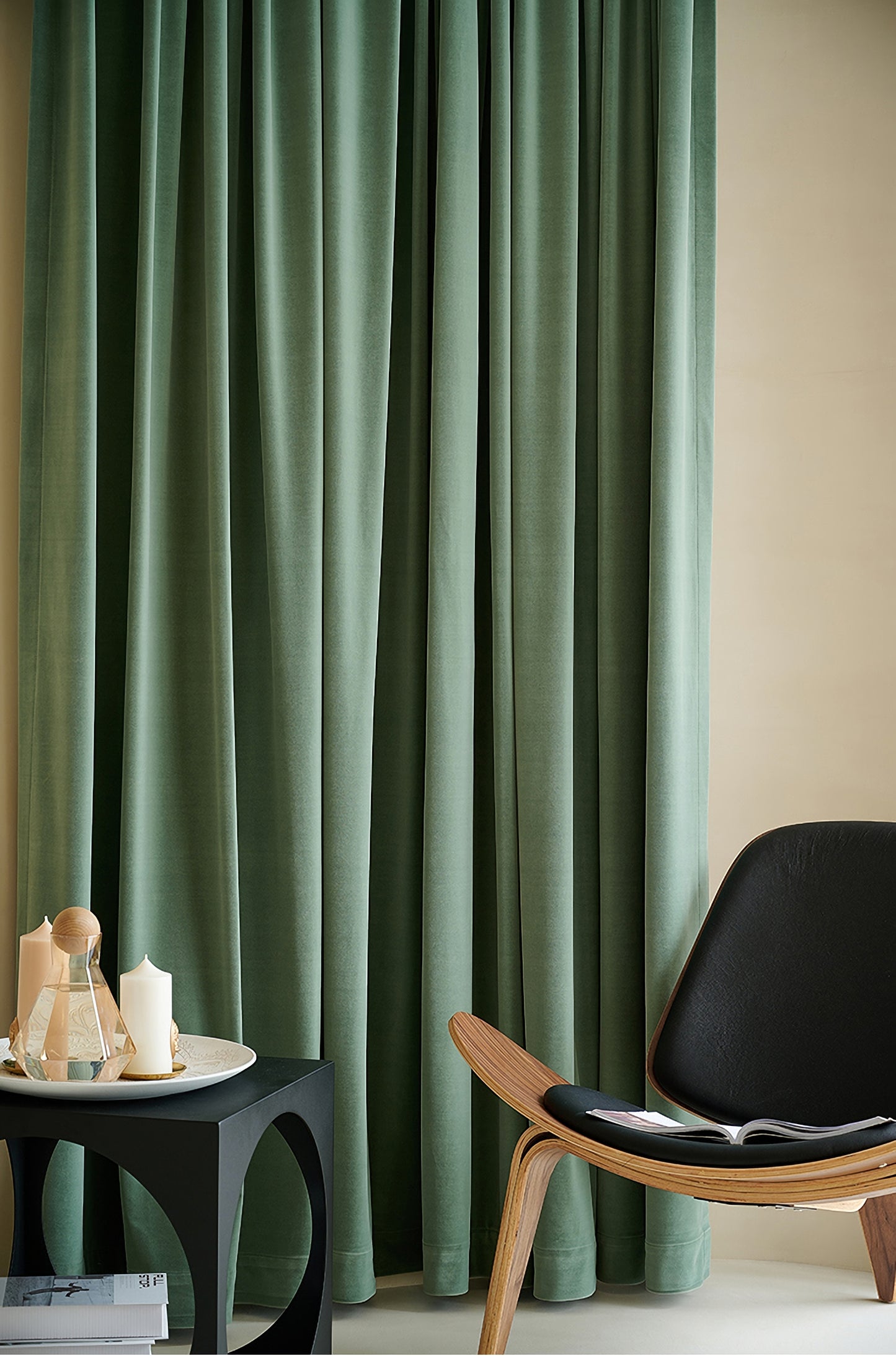 Pair of Luxury Sage Green Velvet Curtains, Bedroom/Living of Room Curtain, Rod pocket Custom drapery Panels Customizable Extra long curtains