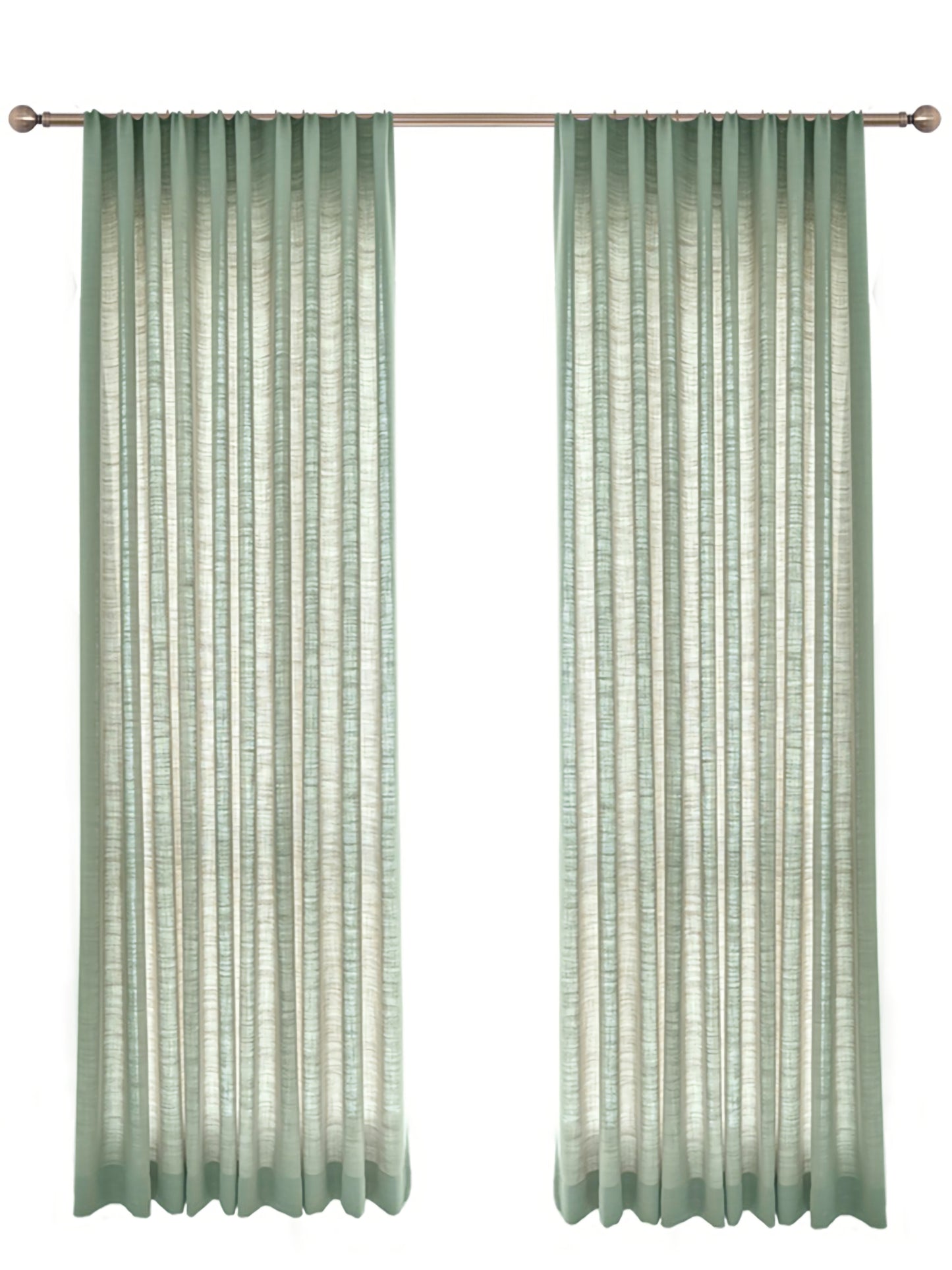 Pair of Heavyweight Mint Green Cotton Blend Curtain Panels, Wave Pleated Drapery Panels, Custom Curtain Drapes, Custom Window Treatments