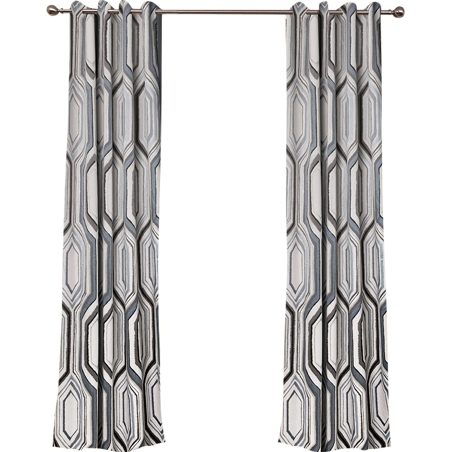 A pair of Custom Curtain Panels, Jacquard Geometric Pattern Curtains, Window Curtain Draperies, Bedroom/Curtains for living room