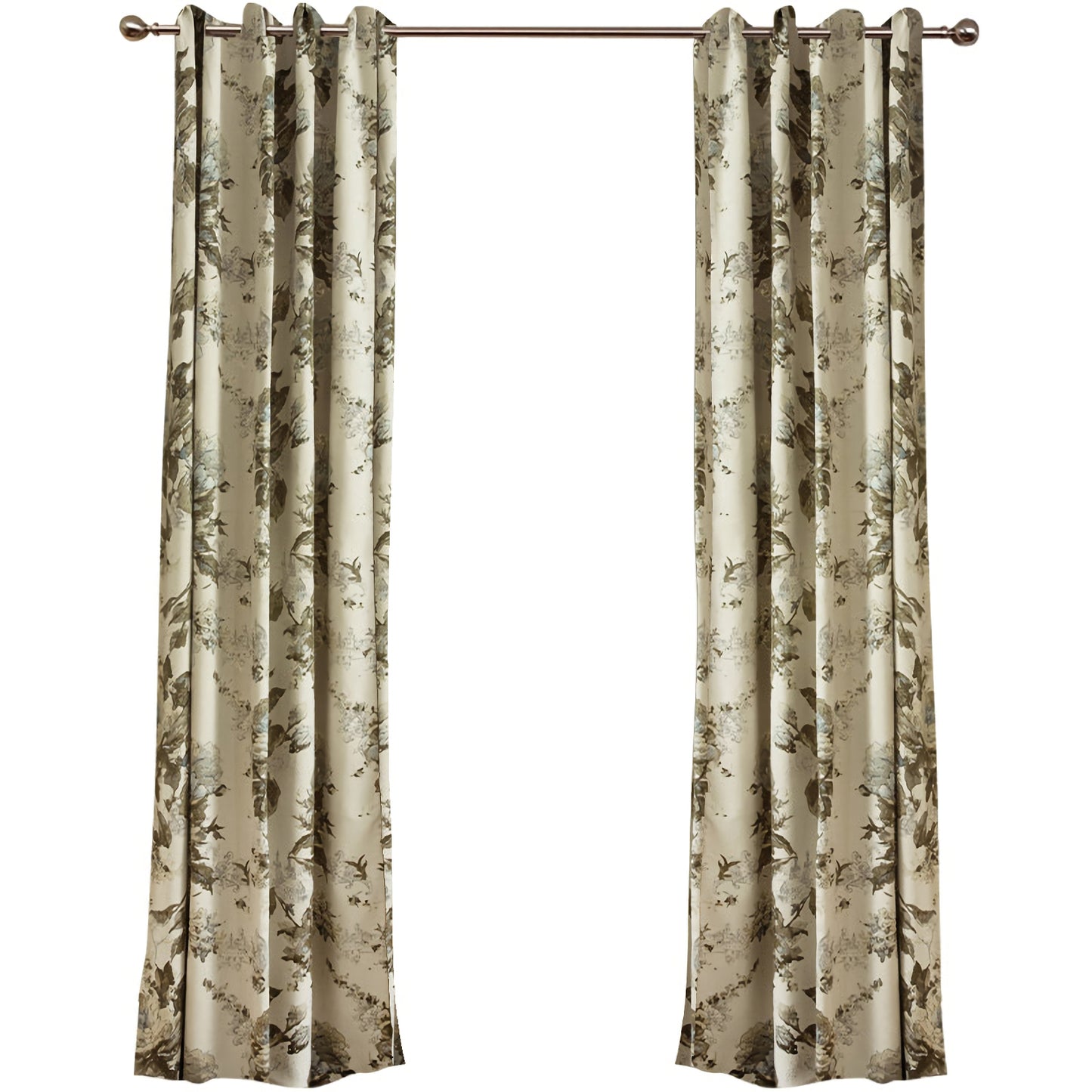 A Pair of Chenille Jacquard Curtain Floral Flowers Pattern, Cotton Blend Bedroom Living Room Curtains, Custom Size Curtains ,Drapery Panel
