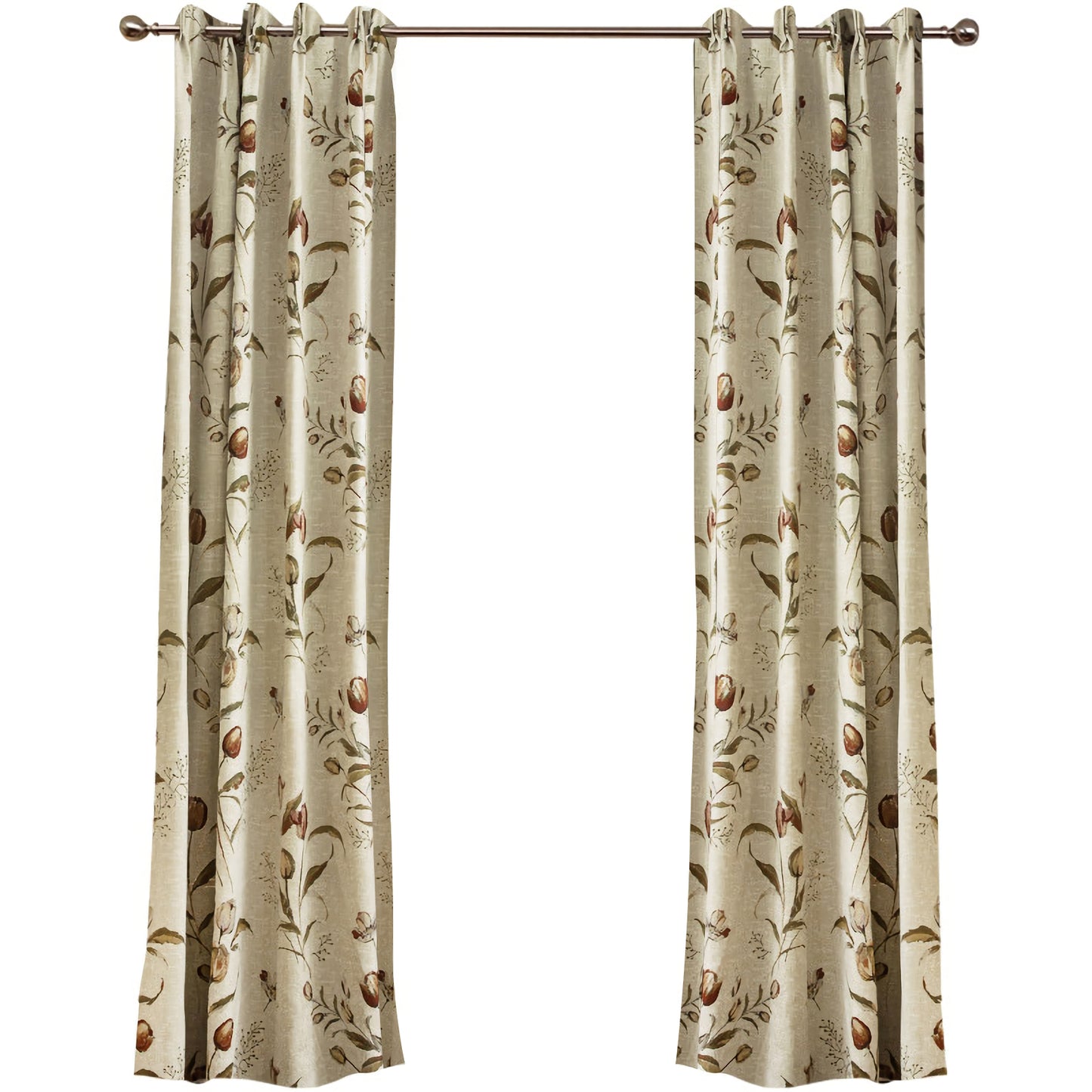 A Pair of Tulip Embroidered Floral Pattern Cotton Blend Bedroom Drapery Panels Curtains for Living Room Farmhouse Window Curtains Custom
