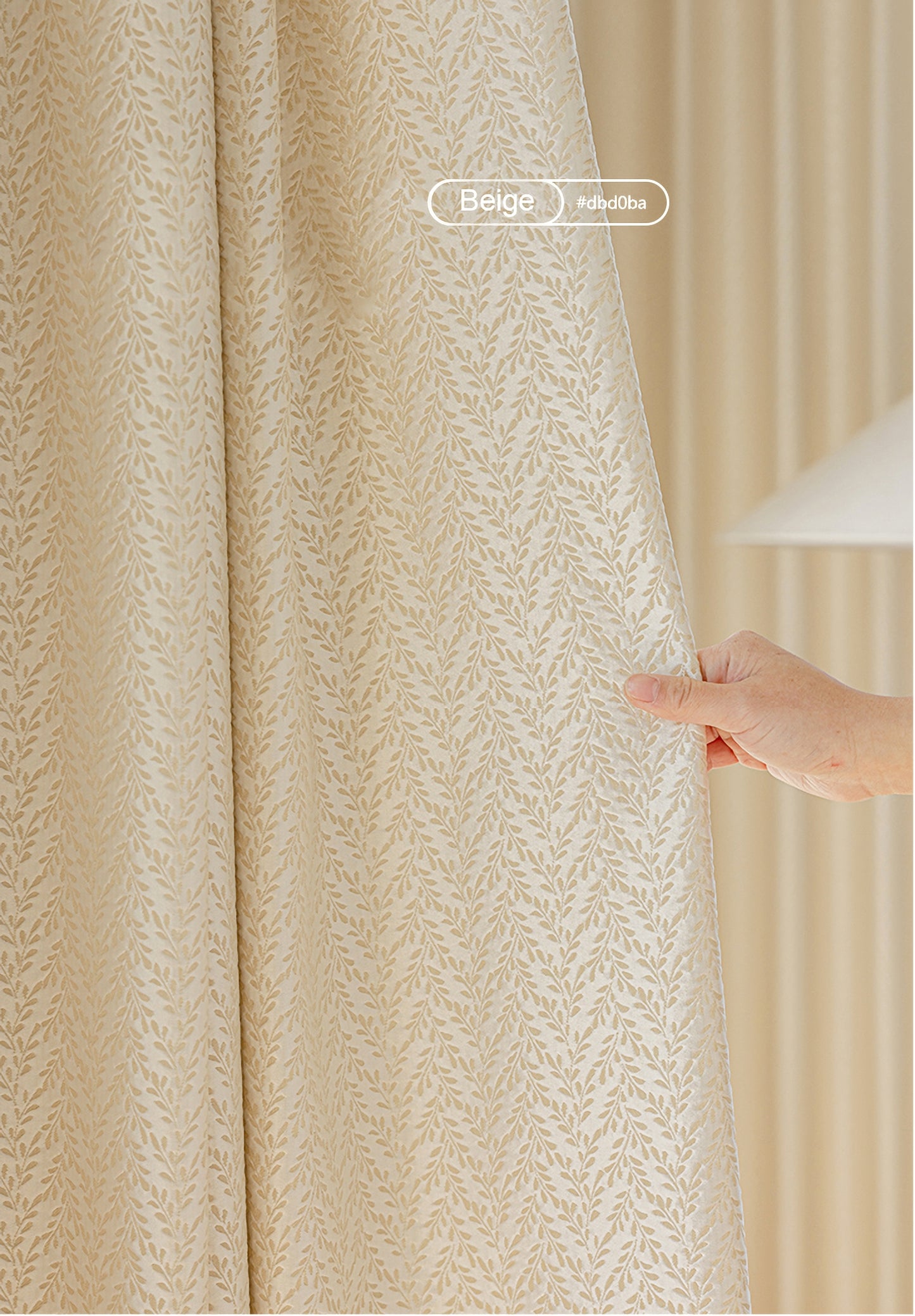 A Pair of Boho Plant Floral Beige/Cream Jacquard Curtains Panel /Window Curtains ,Bedroom Curtains for Living Room, Custom curtains