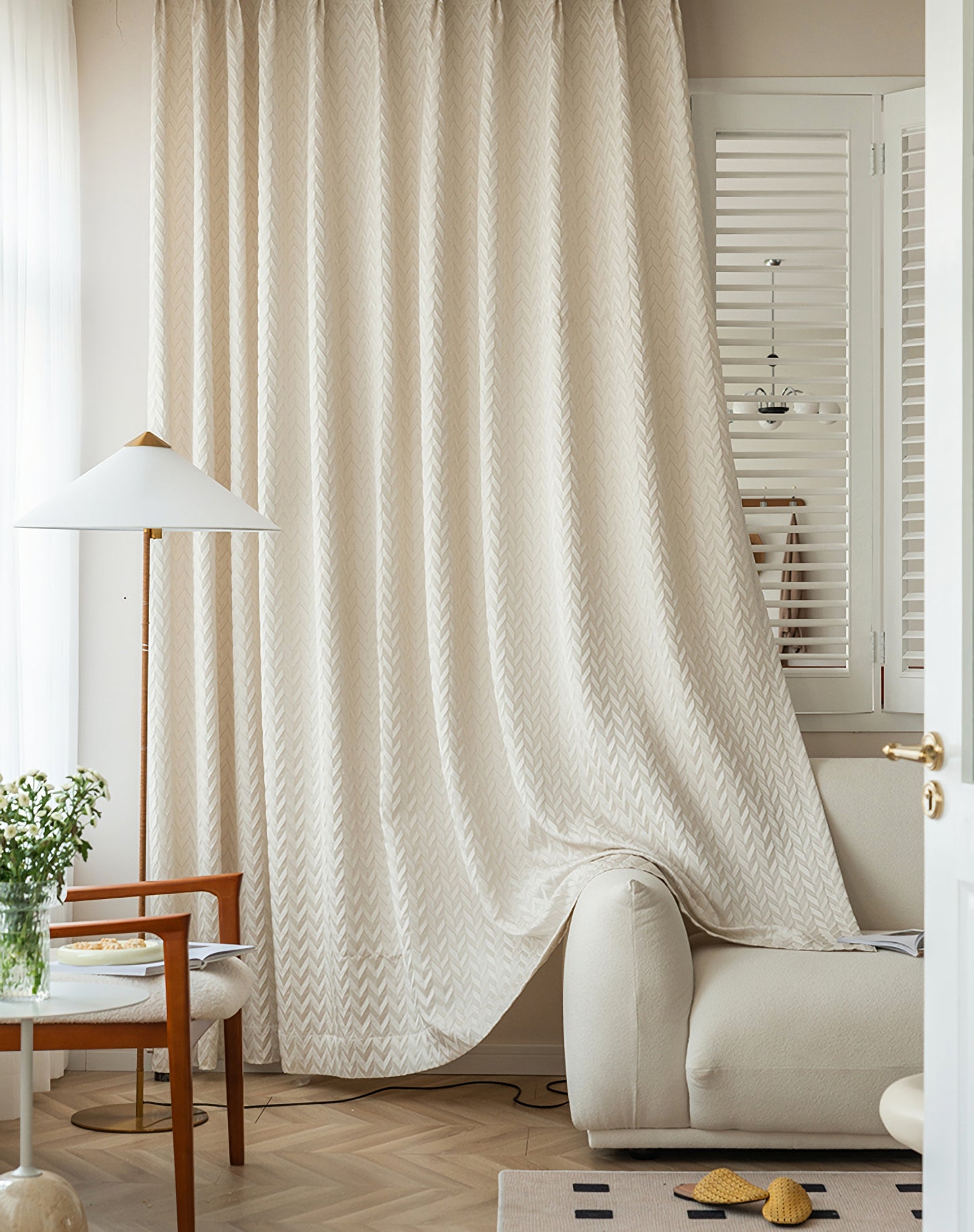 Pair of Bohemian Beige/Cream Jacquard Curtain Panel Bedroom/Living Room Curtains Custom Curtains Window Panel Drapes Custom Any Size Curtain