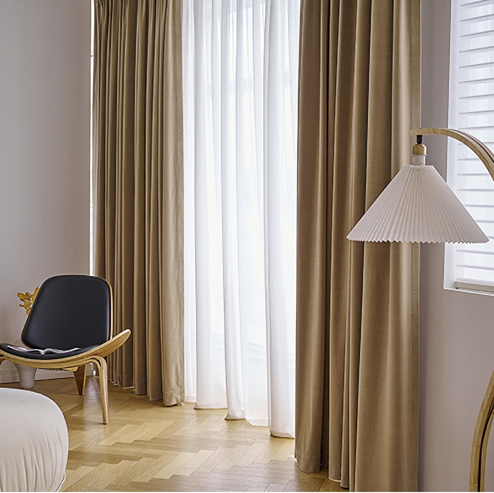 A Pair of Luxury pottery brown Velvet Curtains, Bedroom/ Living of Room Curtain, Back tab/Rod pocket drapery Panels Custom curtains