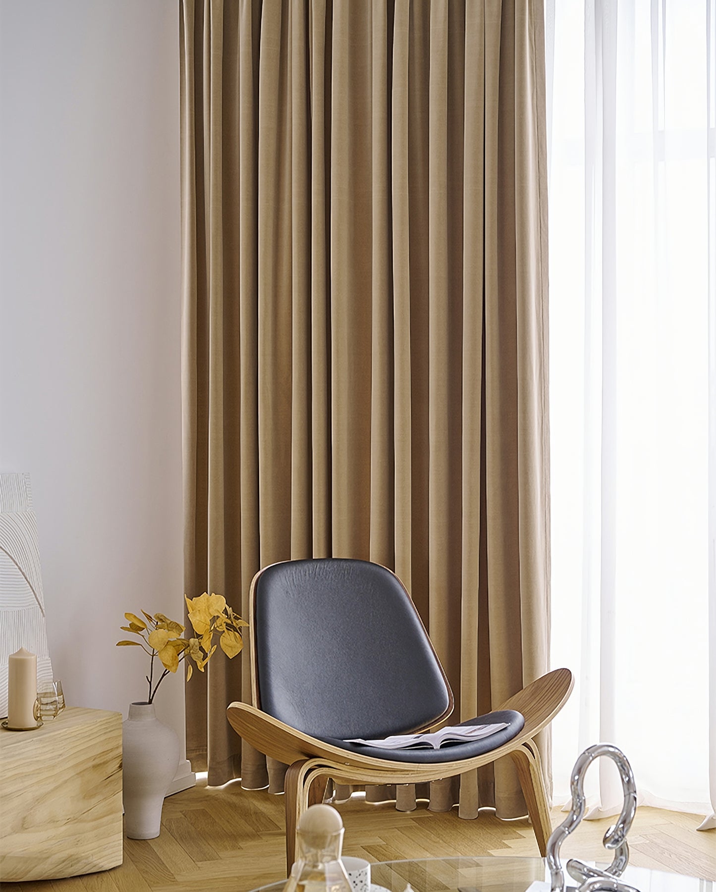A Pair of Luxury pottery brown Velvet Curtains, Bedroom/ Living of Room Curtain, Back tab/Rod pocket drapery Panels Custom curtains