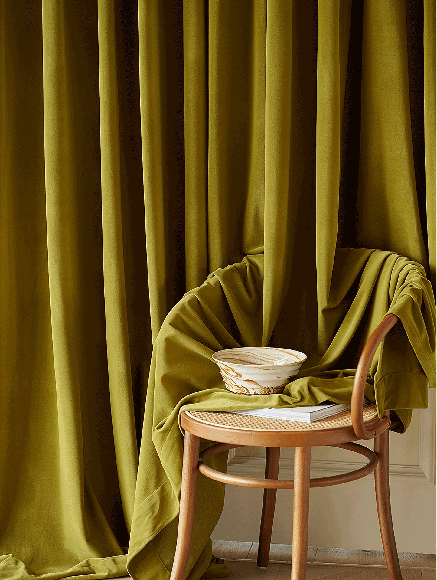 A pair of Heavy/Olive/Moss Green Luxury Velvet Curtains, Window Curtain Panel Drapes, Bedroom/Curtains for living room, Custom Curtain