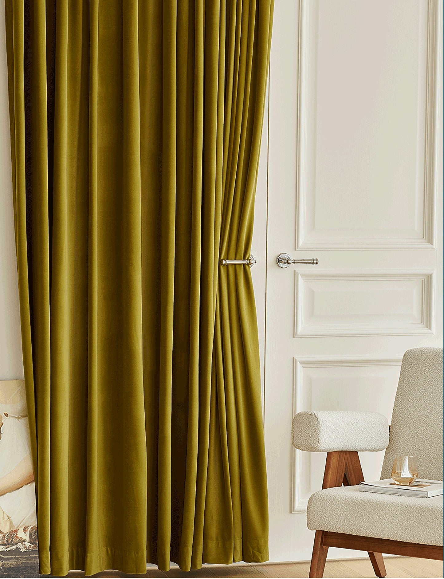 A pair of Heavy/Olive/Moss Green Luxury Velvet Curtains, Window Curtain Panel Drapes, Bedroom/Curtains for living room, Custom Curtain