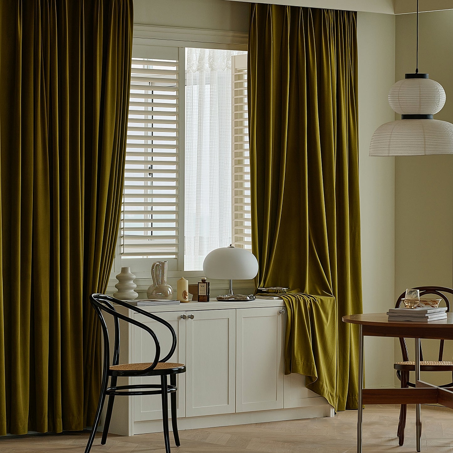 A pair of Heavy/Olive/Moss Green Luxury Velvet Curtains, Window Curtain Panel Drapes, Bedroom/Curtains for living room, Custom Curtain