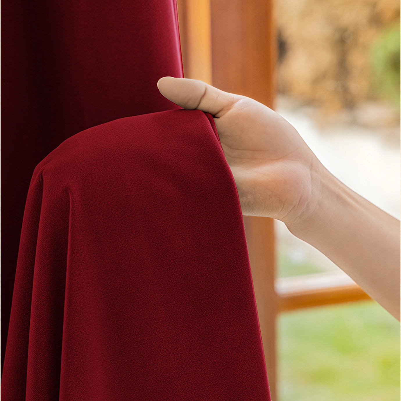 A Pair of Custom Heavy Luxury Ruby Red Velvet Curtains - 102 Inch Long Contemporary Window Panel Drapes for Living Room Home Decor