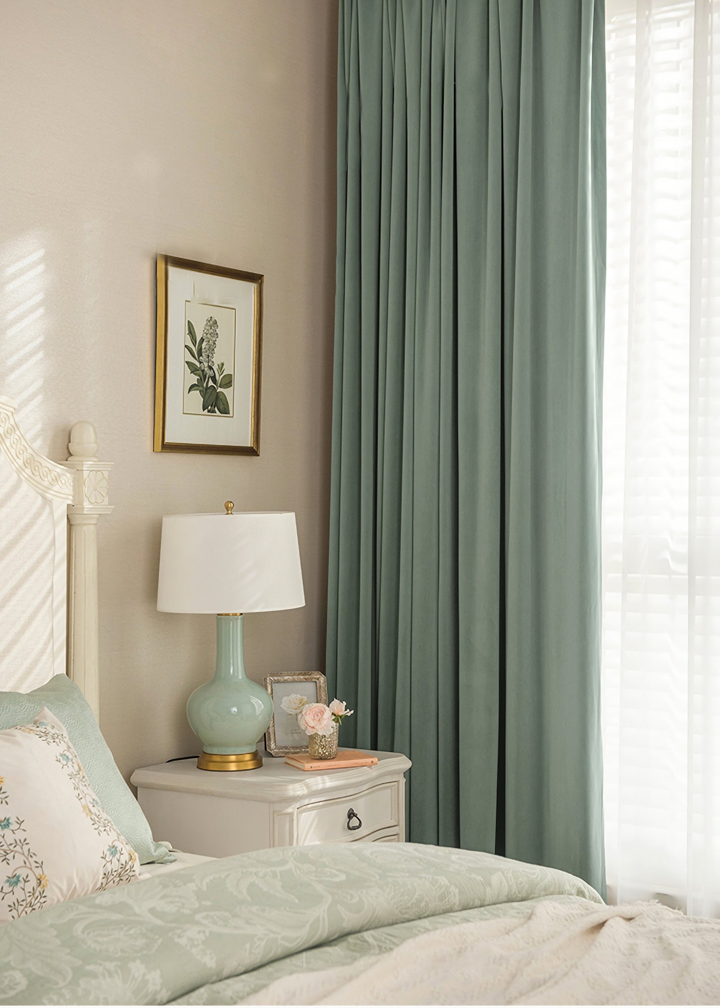 Pair of Mint Green Velvet Curtains, Bedroom Velvet Curtains, Living Room Pepper Mint Green Velvet Curtains, Custom Curtains