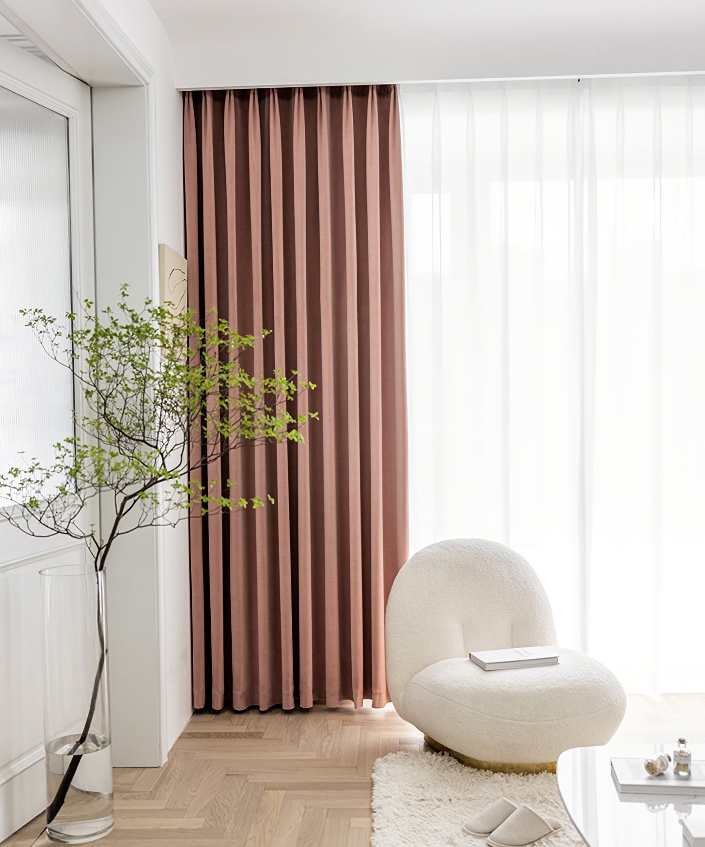 Set of 2 Dusty/Dirty Pink Velvet Curtains Fabric, Custom Any Size, Window Curtain Panel Drapes, Living & Bedroom Curtains, Custom Curtain