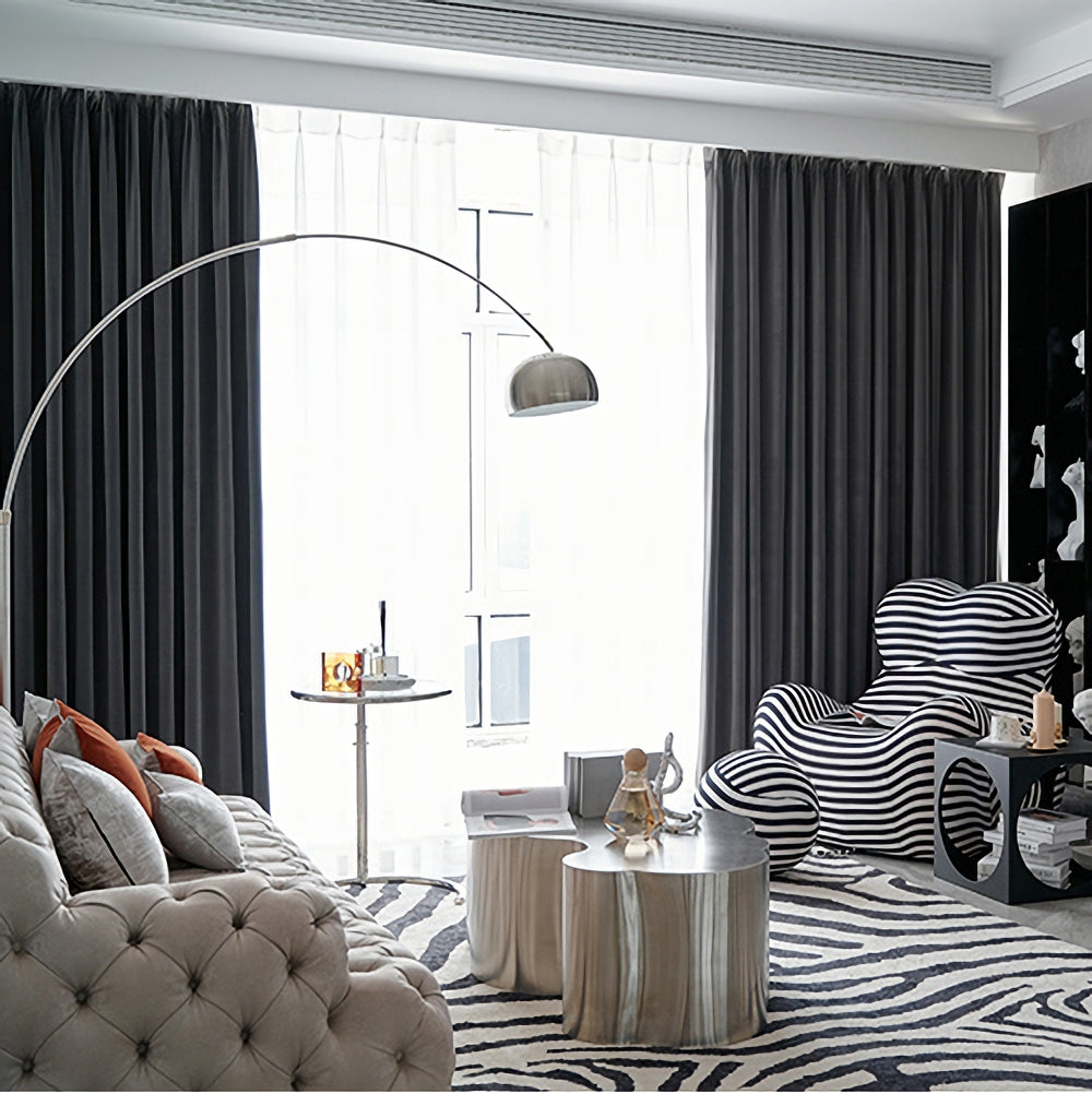 A pair of dark grey/charcoal grey/medium grey Luxury Velvet Curtains, Window Curtain Panel Drapes, Living/ Bedroom Curtains, Custom Curtain