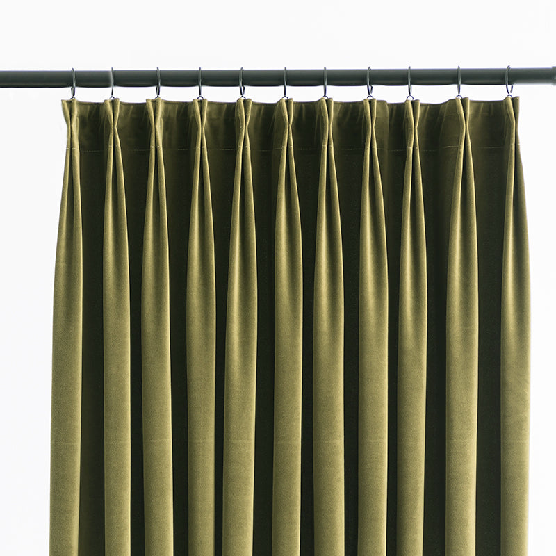 A Pair of Custom Size , Olive/ Moss Green Velvet Pair of Bedroom & Living Room Curtains, Drapery Panels ,Multiple Colors Custom Curtains