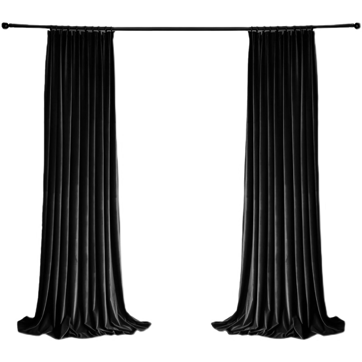 A Pair of Custom Heavy Black Velvet Curtains - Luxurious Drapery Panels for Living Room - 102 Inch Long Velvet Curtains