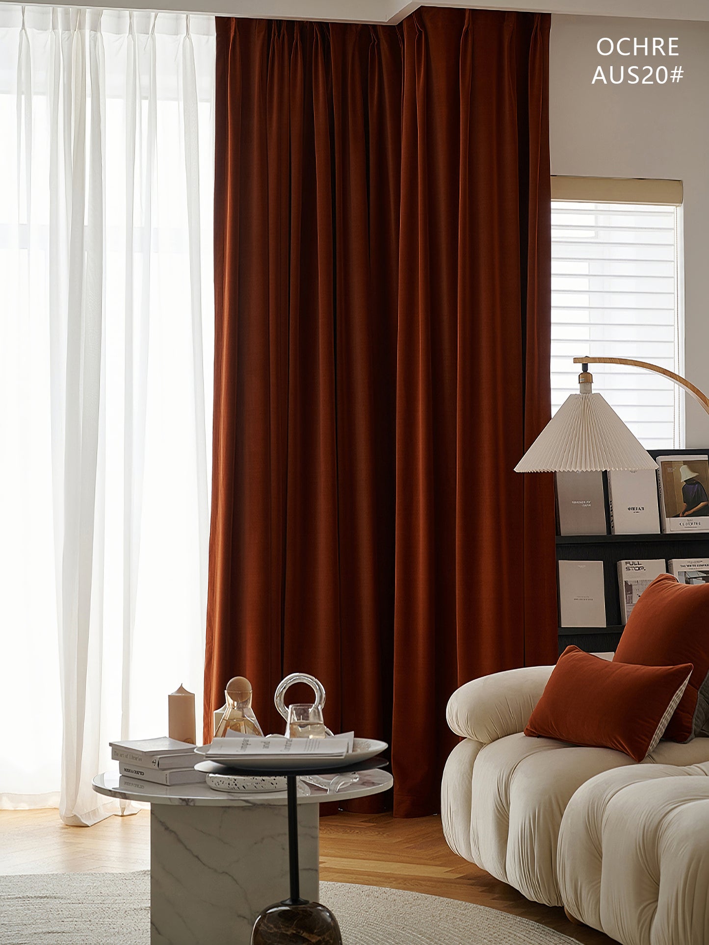 A pair of Velvet Burnt Orange-Caramel Velvet Curtains-Window panels Drape -Curtains for Living Room Custom curtain panels