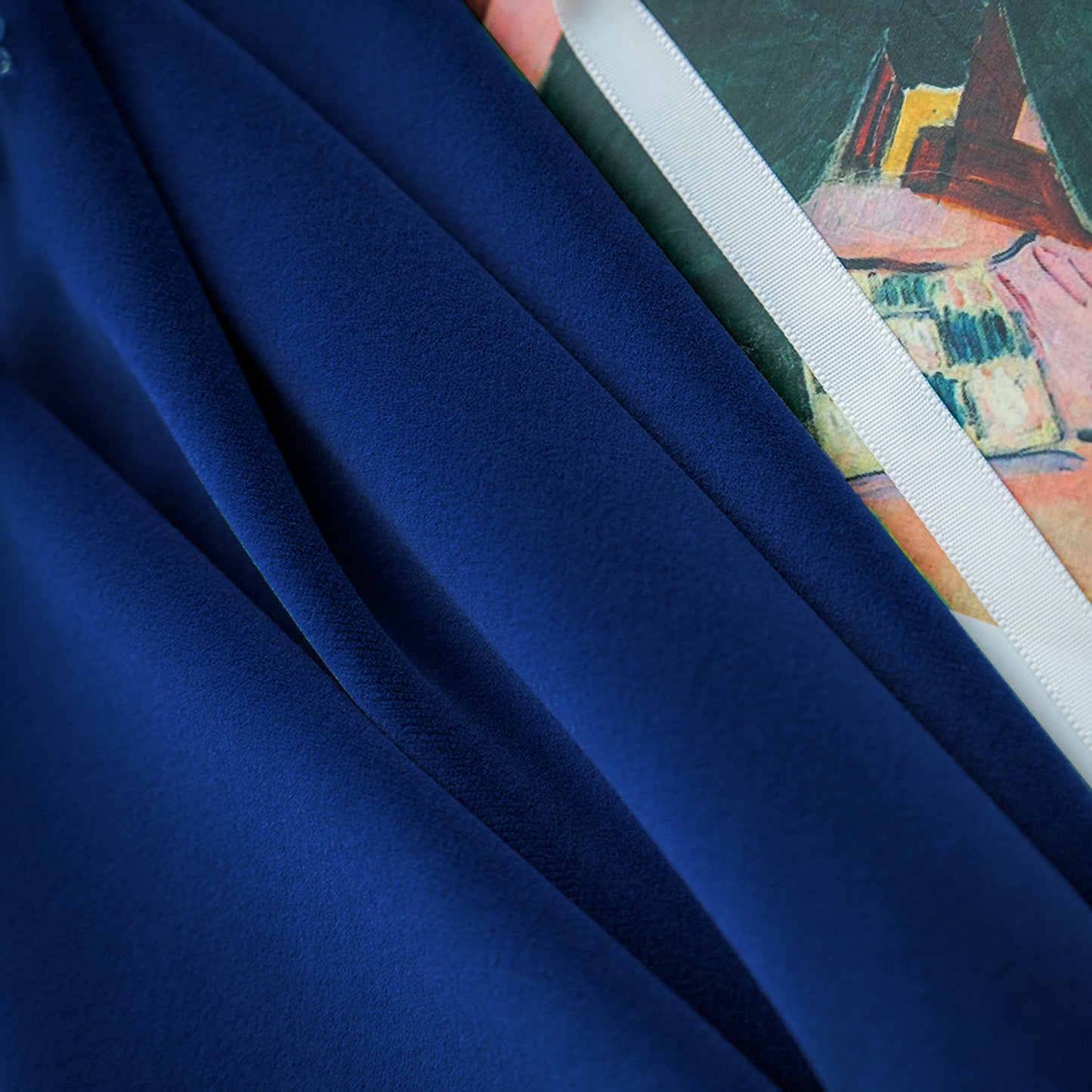 Pair of Cobalt Blue/Royal Blue Velvet Curtain, Bedroom/ Living Room Velvet Curtains, Pencil Pleats/Ring hanging  50“-75''-112'' width panels