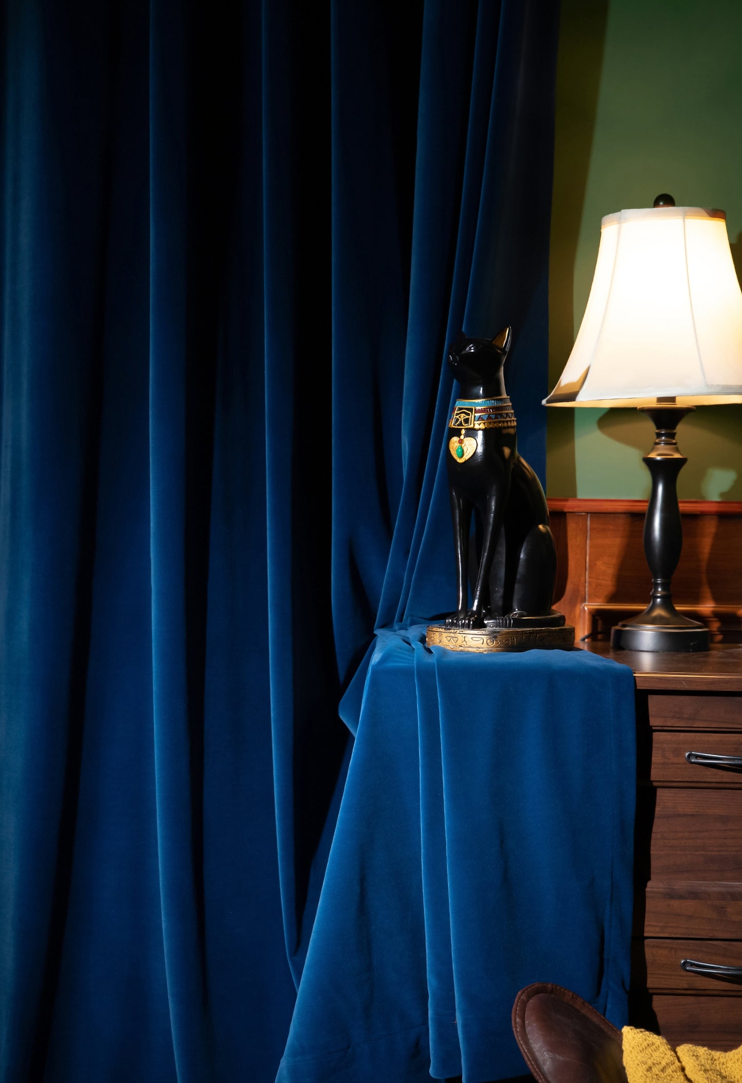 Pair of Cobalt Blue/Royal Blue Velvet Curtain, Bedroom/ Living Room Velvet Curtains, Pencil Pleats/Ring hanging  50“-75''-112'' width panels