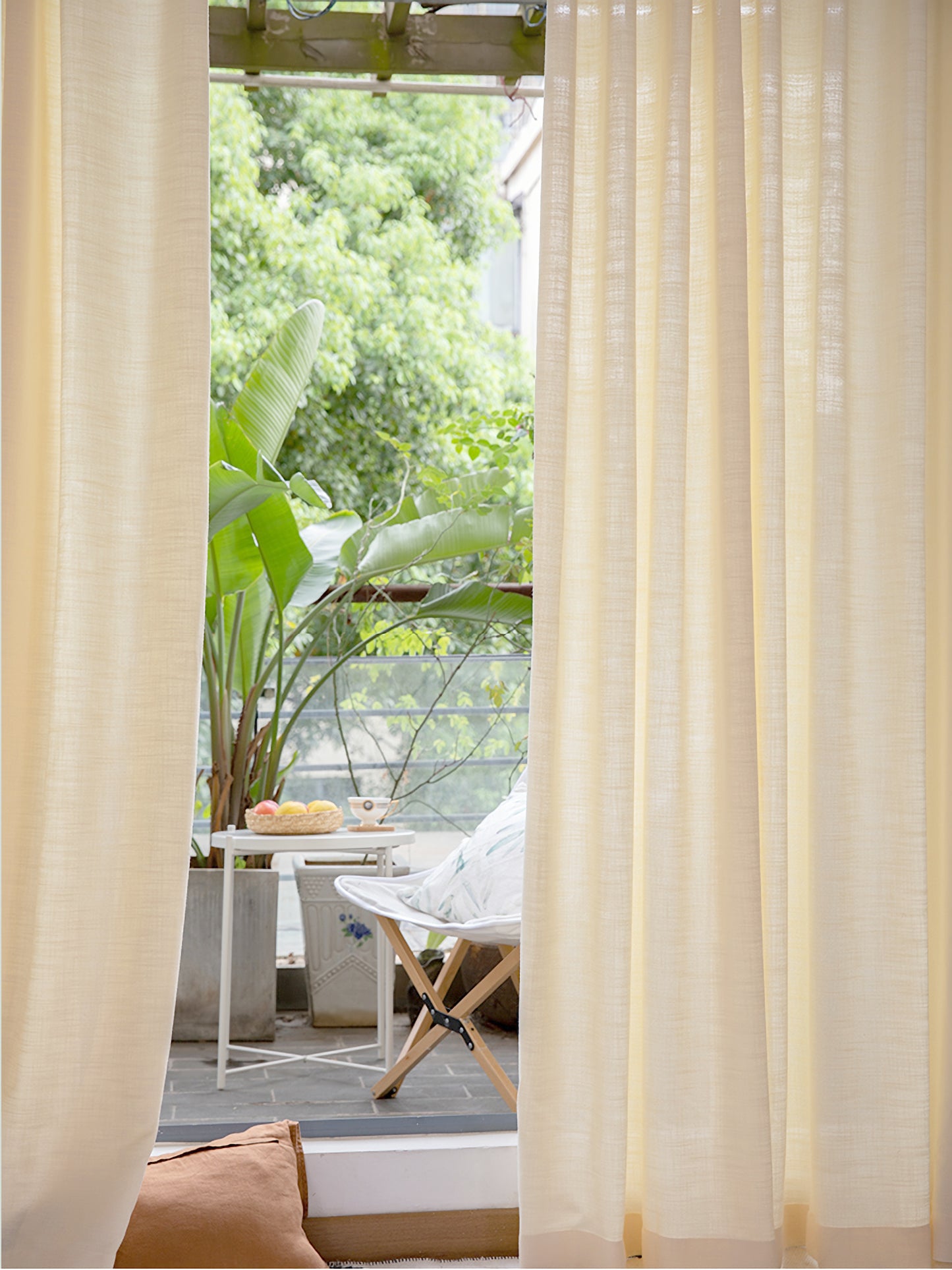 Pair of Heavyweight Beige Cotton Blend Curtain Panels-Pleated Drapery Panels-Custom Curtain Drapes-Custom Window Treatments