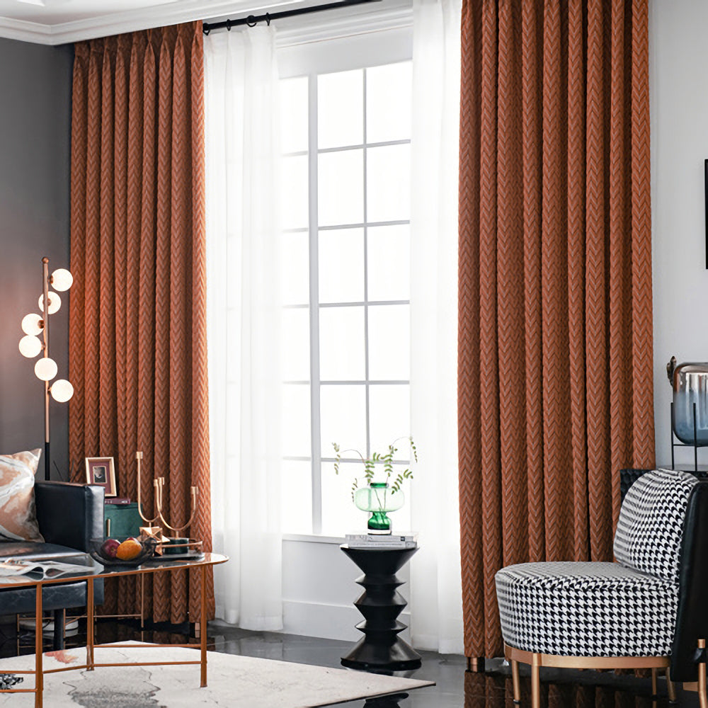 Pair of Bohemian Dark 0range Jacquard Curtain Panel Bedroom/Living Room Curtains Custom Curtains Window Panel Drapes Custom Any Size Curtain