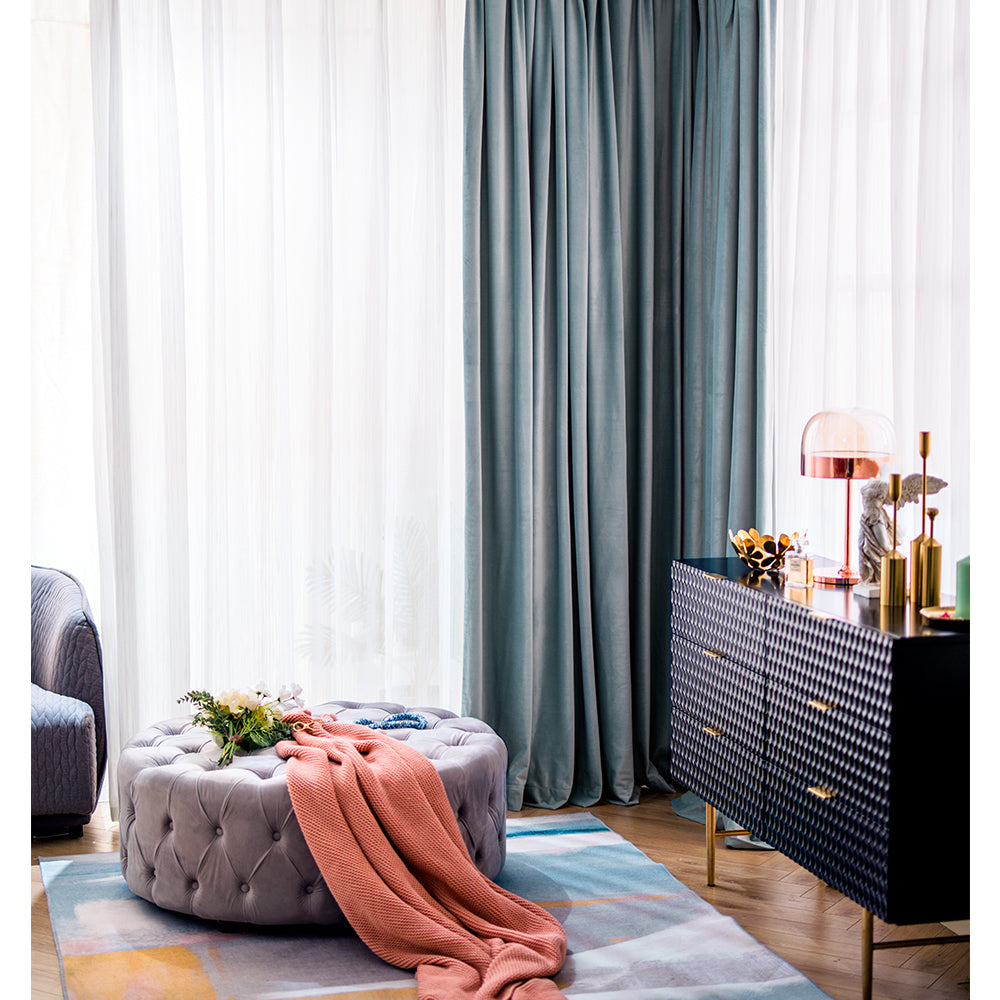 A pair of Luxury Teal Blue Curtains Velvet Drapes Custom Drape Home Decor Velvet bedroom living room Curtains