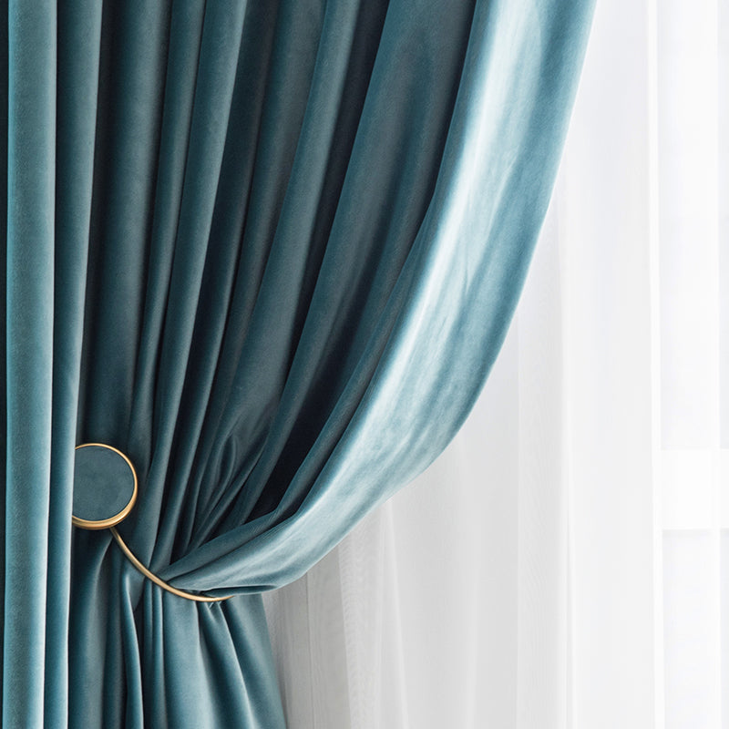 A pair of Luxury Teal Blue Curtains Velvet Drapes Custom Drape Home Decor Velvet bedroom living room Curtains