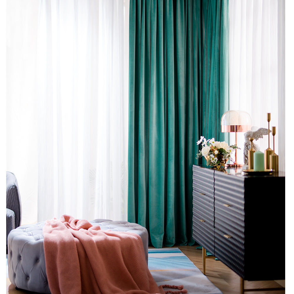 A pair of Luxury Teal Blue Curtains Velvet Drapes Custom Drape Home Decor Velvet bedroom living room Curtains