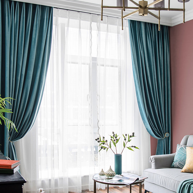 A pair of Luxury Teal Blue Curtains Velvet Drapes Custom Drape Home Decor Velvet bedroom living room Curtains