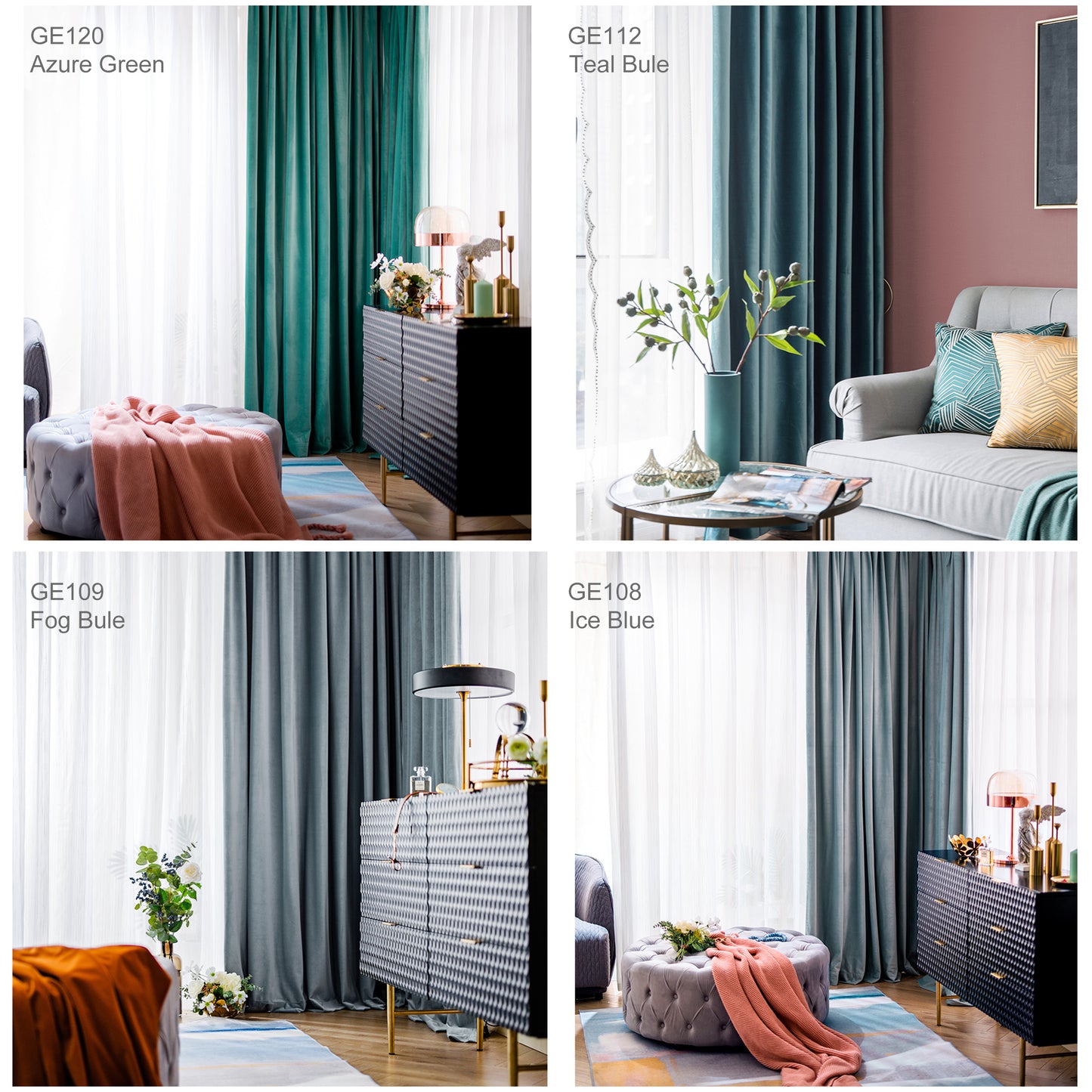 A pair of Luxury Teal Blue Curtains Velvet Drapes Custom Drape Home Decor Velvet bedroom living room Curtains