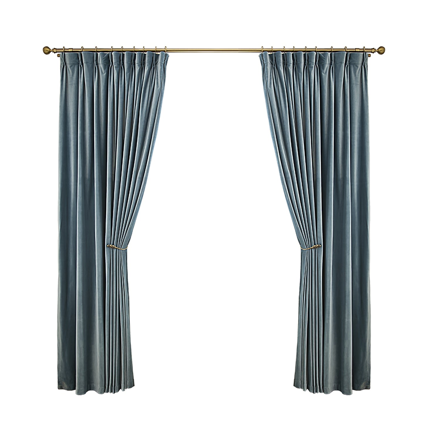 Pair of Powder /Sky Blue Velvet Curtains Fabric,  Custom drapes, Custom curtains, window curtain panels, Heavy Weight, Any Size Curtain