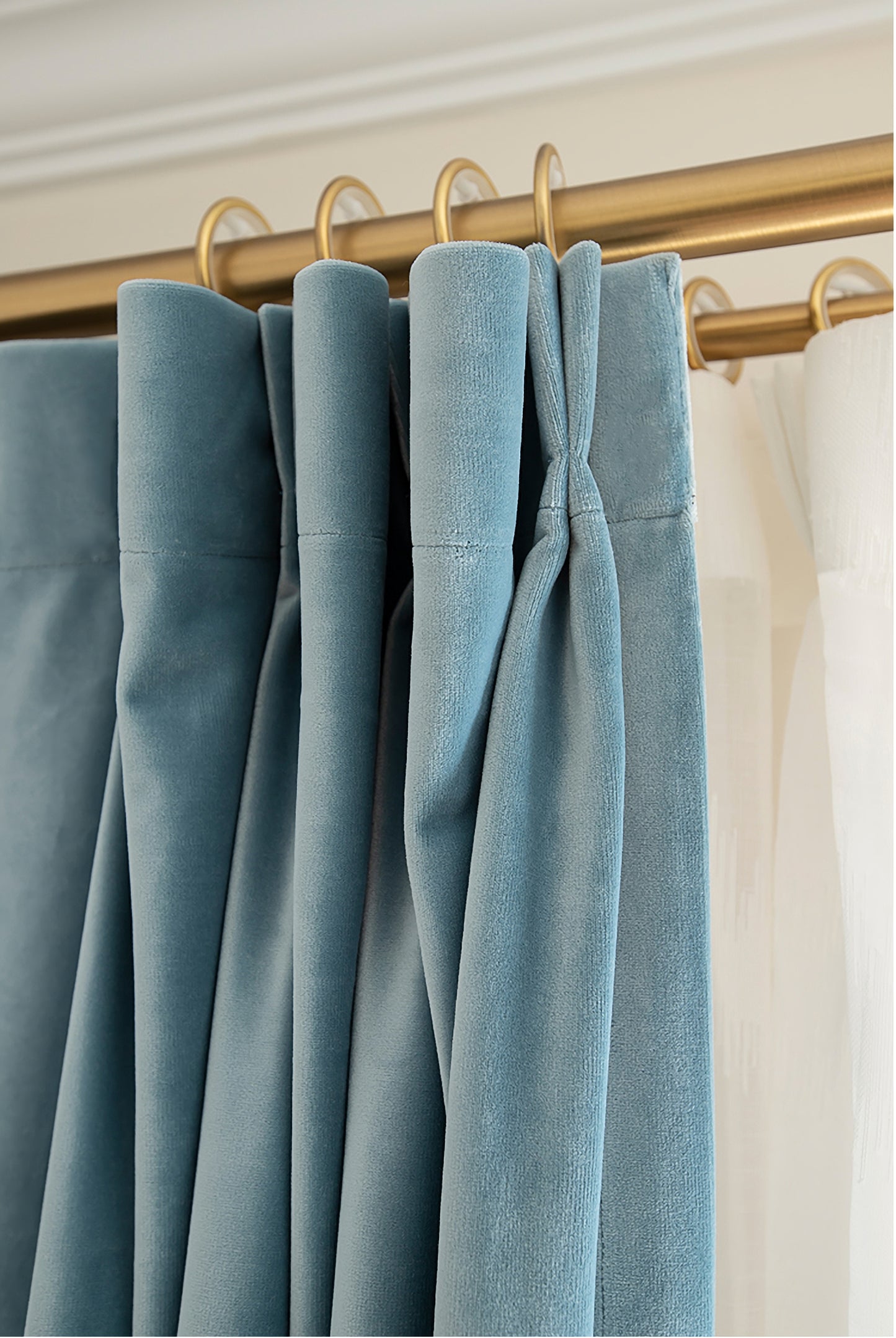 Pair of Powder /Sky Blue Velvet Curtains Fabric,  Custom drapes, Custom curtains, window curtain panels, Heavy Weight, Any Size Curtain