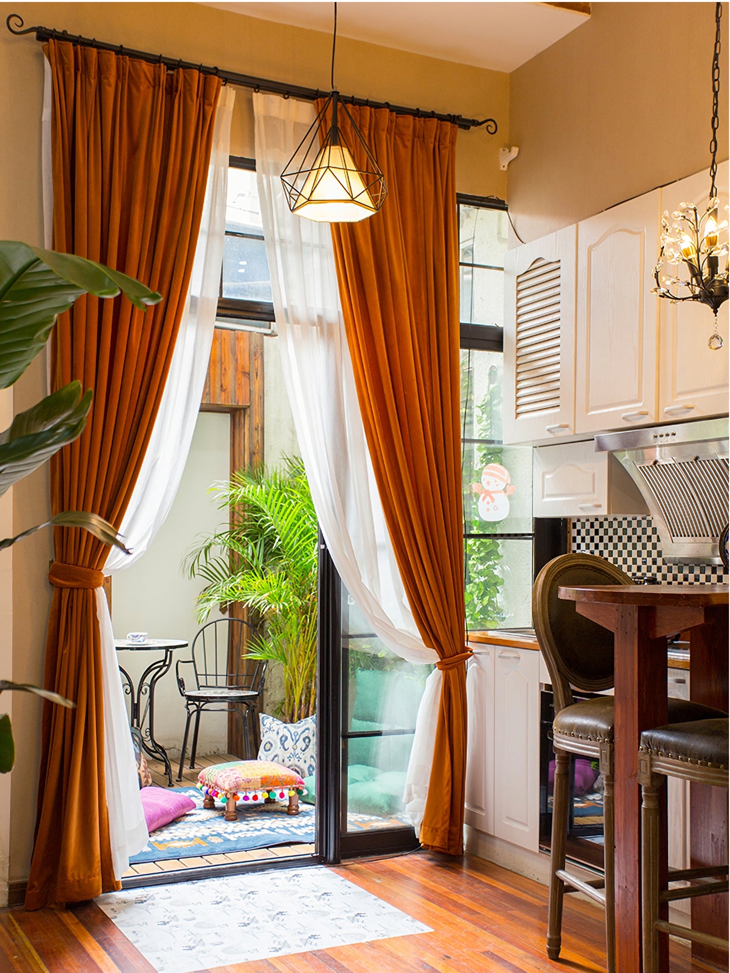 Pair of Orange /Yellow Luxury Velvet Curtains, Grommet Window Curtain Drapes, Bedroom/Curtains for living room, Custom Extra-long panels