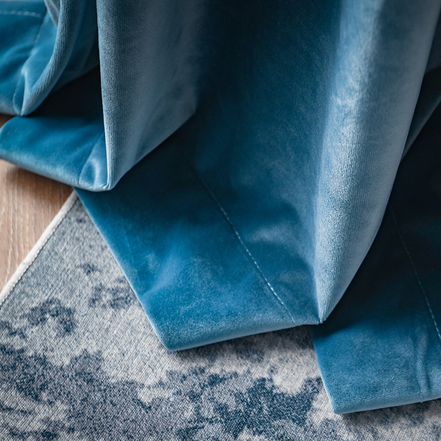 A Pair of Marble Blue Velvet Curtains Panels Drapes Metallic Blue Rod Pocket or Back Tab for Living Room Windows, Custom Curtains