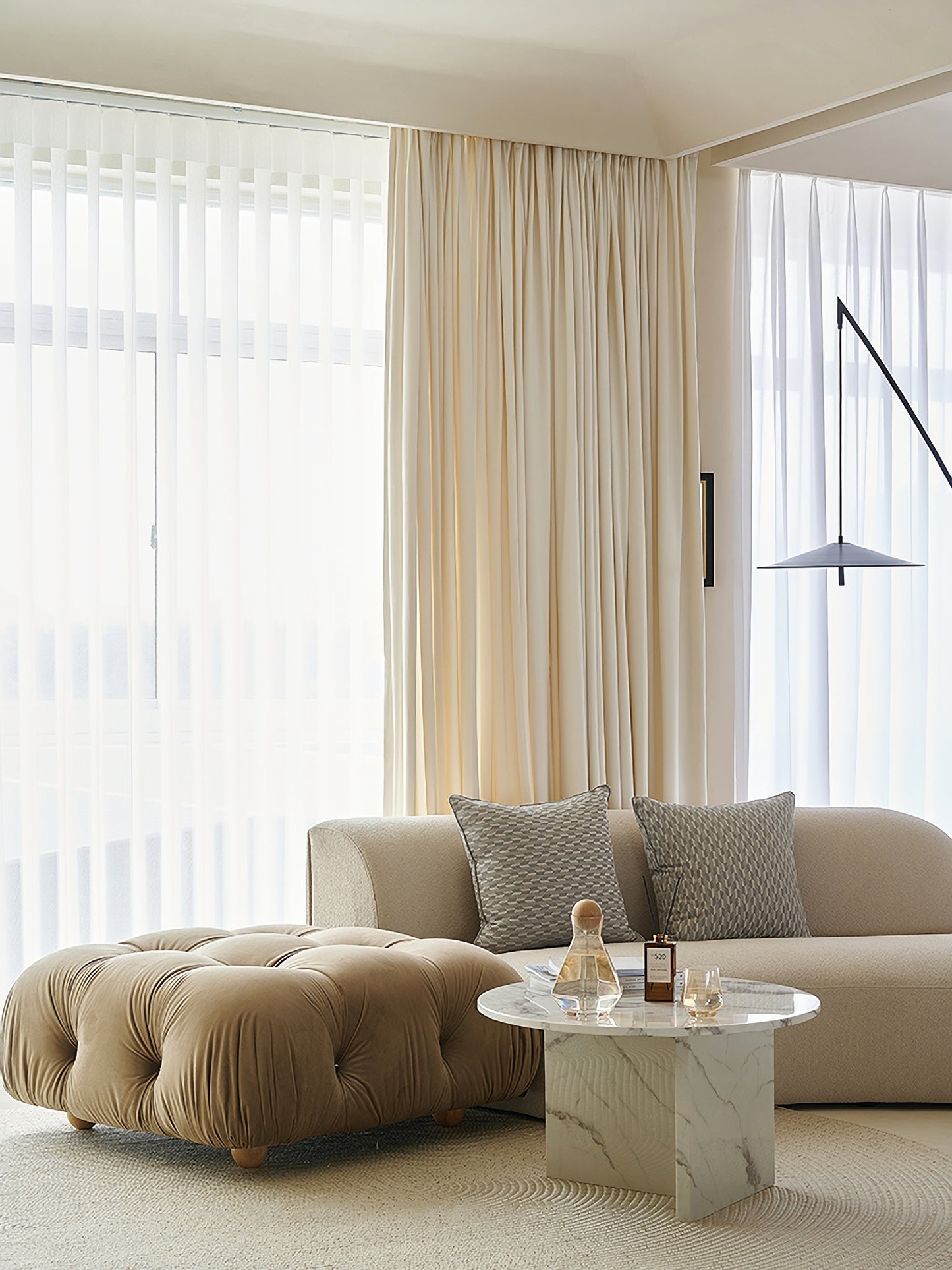 A Pair of Luxury  Beige Velvet Curtains, Bedroom/ Living of Room Curtain, Ivory Window drapes panels Custom drapery Panels custom curtains