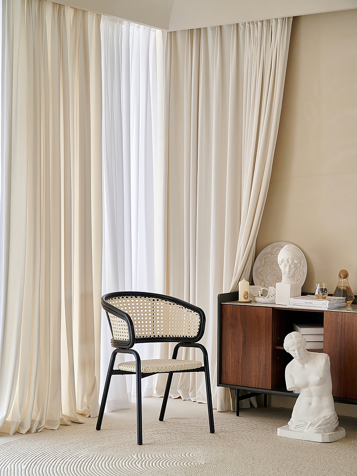 A Pair of Luxury  Beige Velvet Curtains, Bedroom/ Living of Room Curtain, Ivory Window drapes panels Custom drapery Panels custom curtains