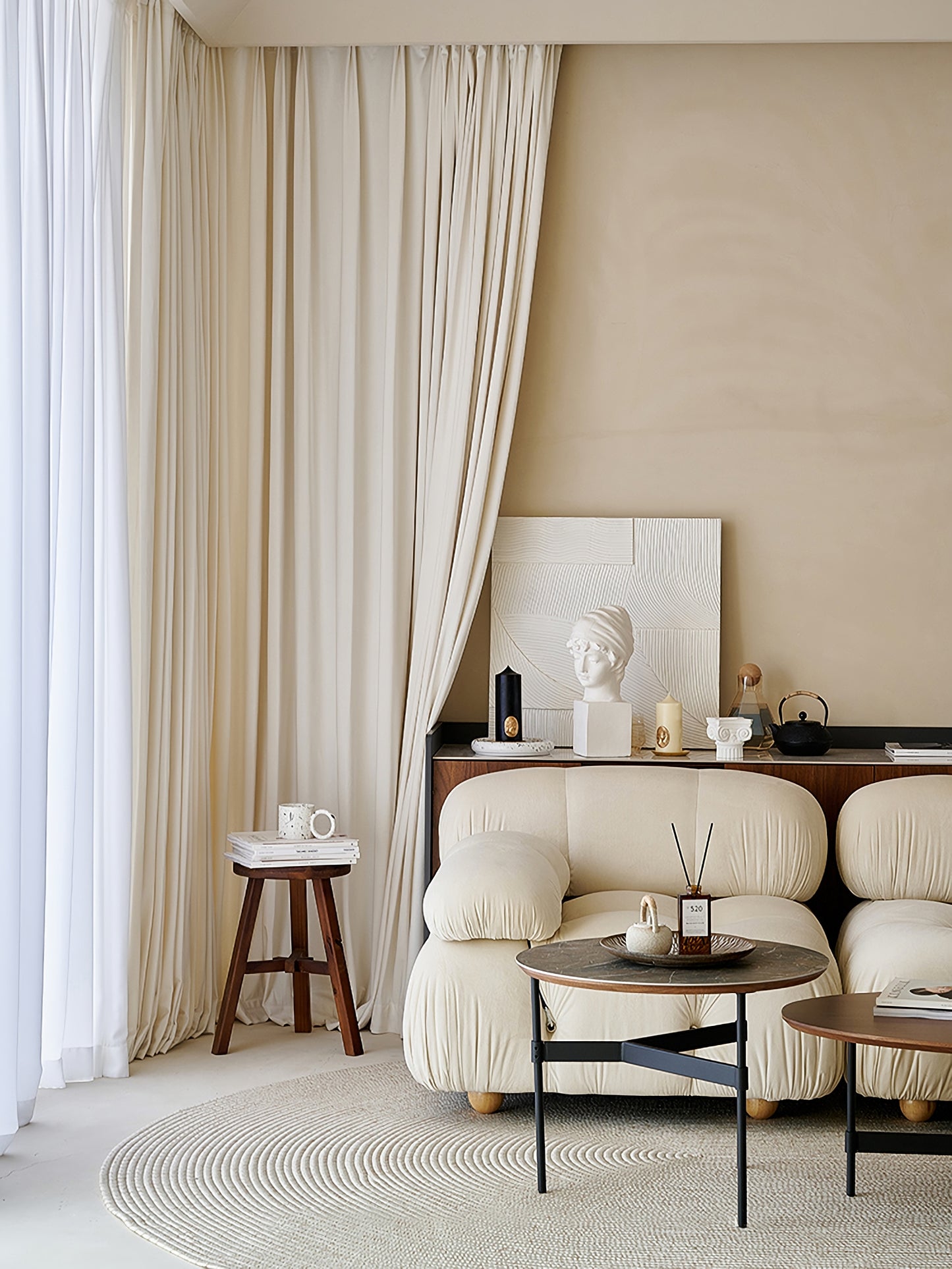 A Pair of Luxury  Beige Velvet Curtains, Bedroom/ Living of Room Curtain, Ivory Window drapes panels Custom drapery Panels custom curtains