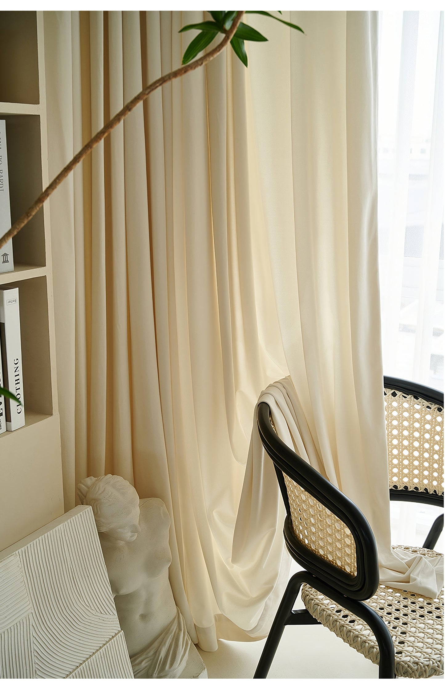 A Pair of Luxury  Beige Velvet Curtains, Bedroom/ Living of Room Curtain, Ivory Window drapes panels Custom drapery Panels custom curtains