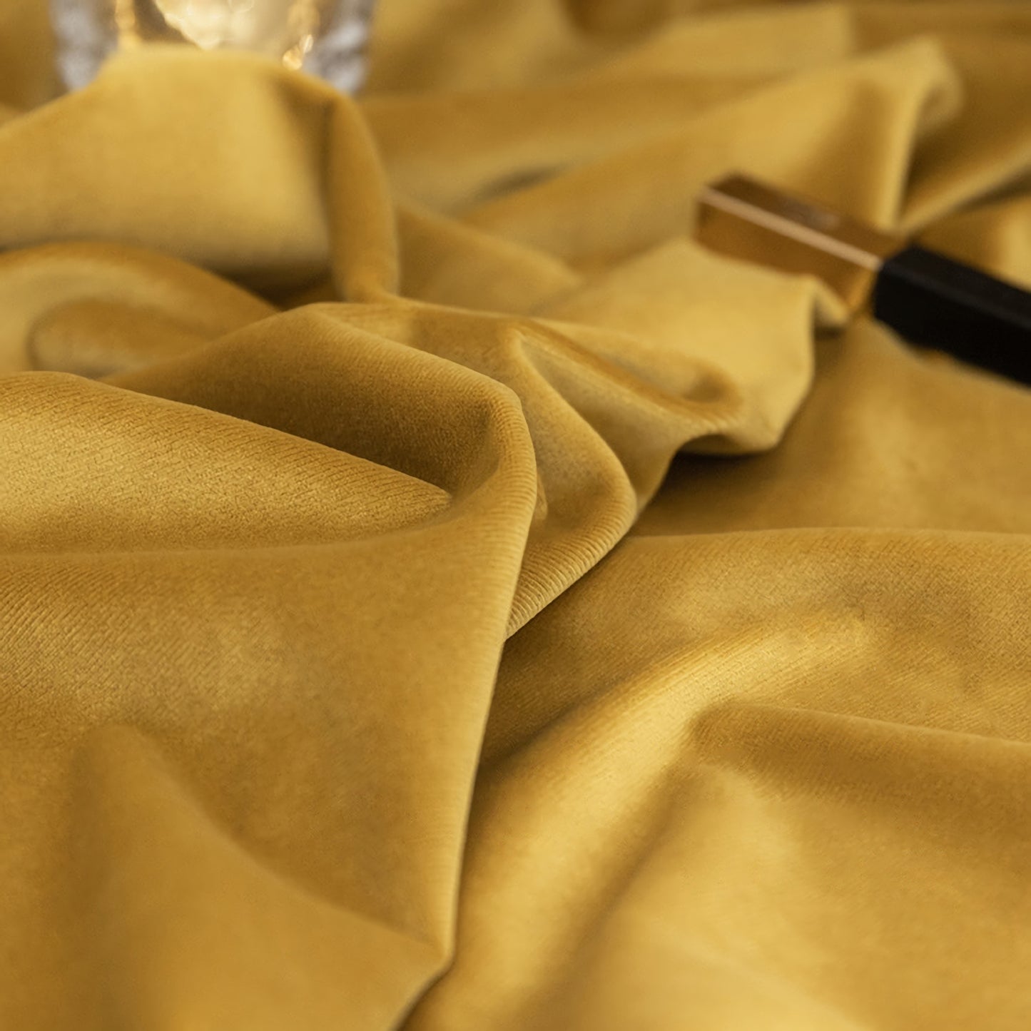 Pair of Solid Yellow Velvet Curtain Panel, Velvet Look Drape Drapes for living room, Rod Pocket or Grommet/Eyelet heading, Custom Curtain
