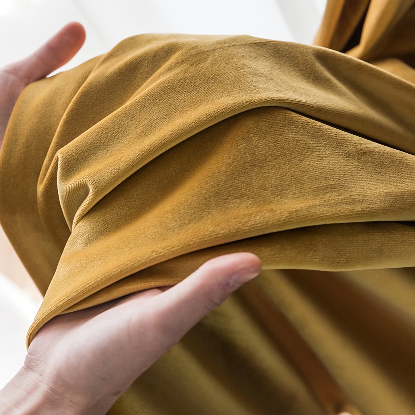 Pair of Solid Yellow Velvet Curtain Panel, Velvet Look Drape Drapes for living room, Rod Pocket or Grommet/Eyelet heading, Custom Curtain