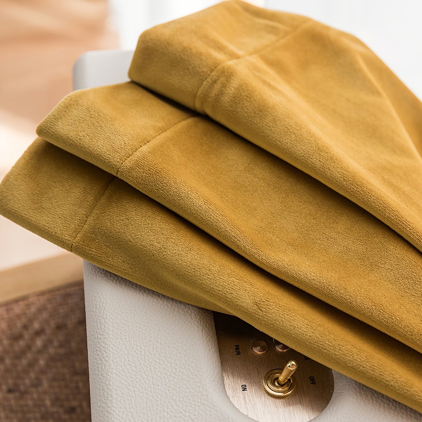 Pair of Solid Yellow Velvet Curtain Panel, Velvet Look Drape Drapes for living room, Rod Pocket or Grommet/Eyelet heading, Custom Curtain